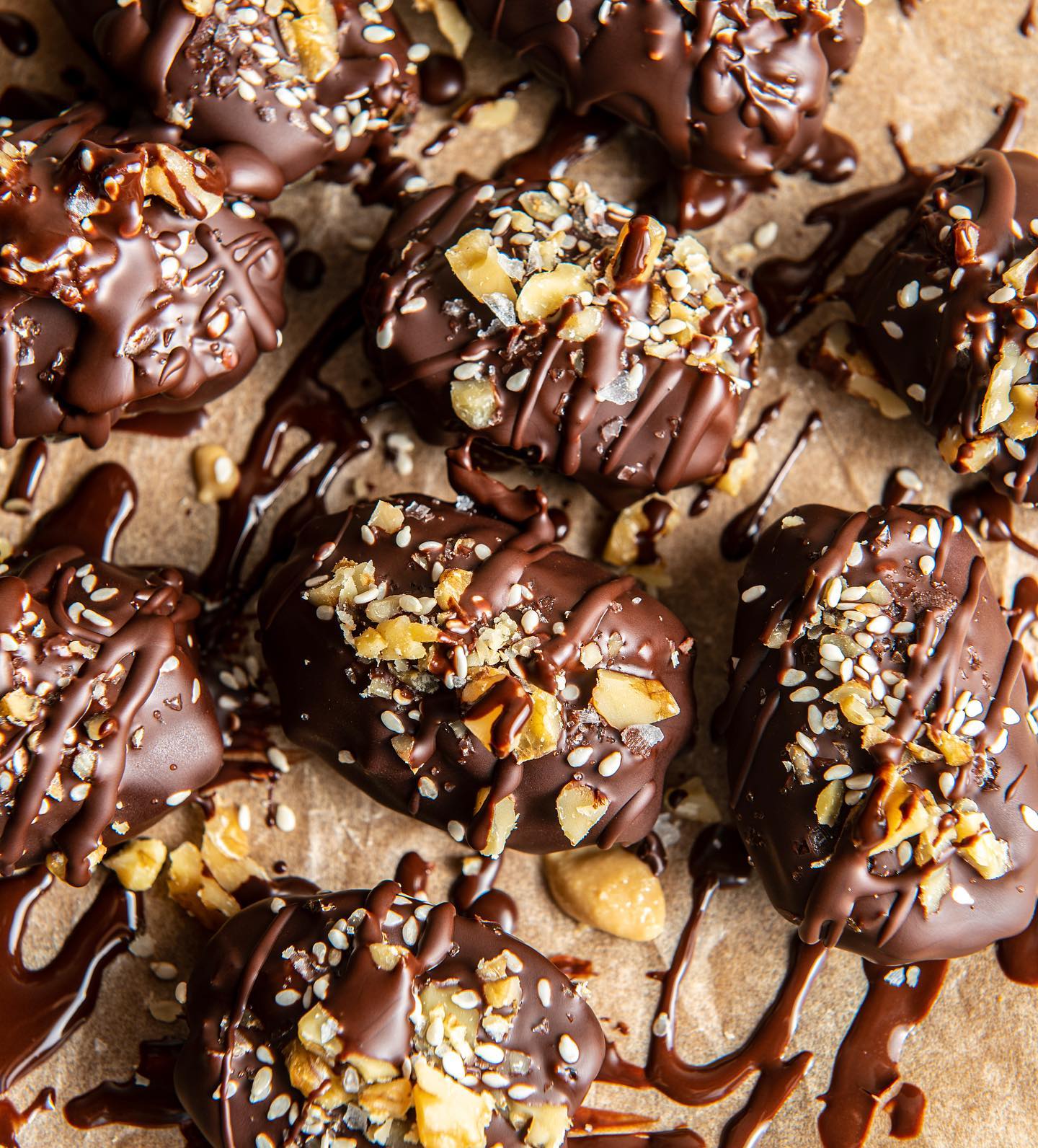 Salted Tahini Walnut Chocolate Covered Dates