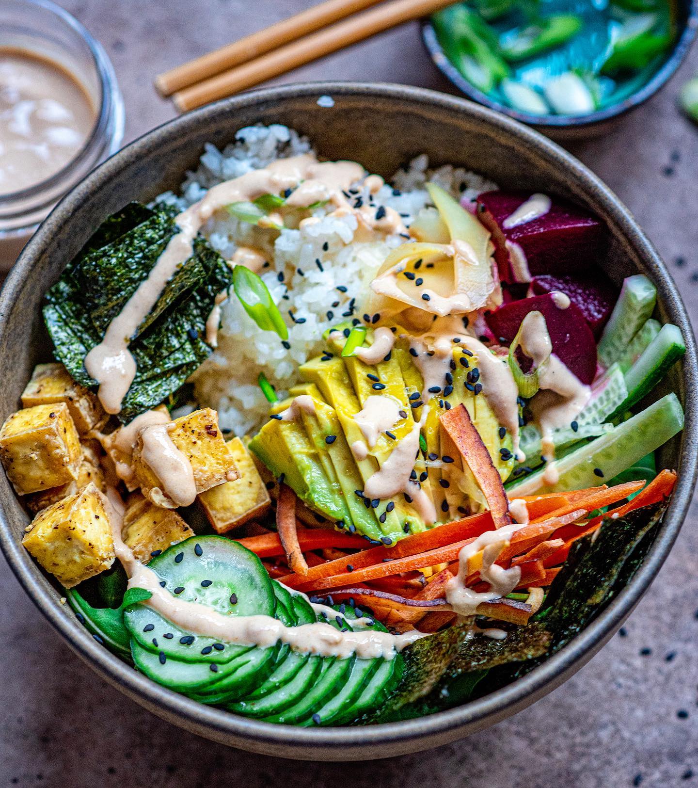 Vegan Poke Bowl with Tahini Sauce