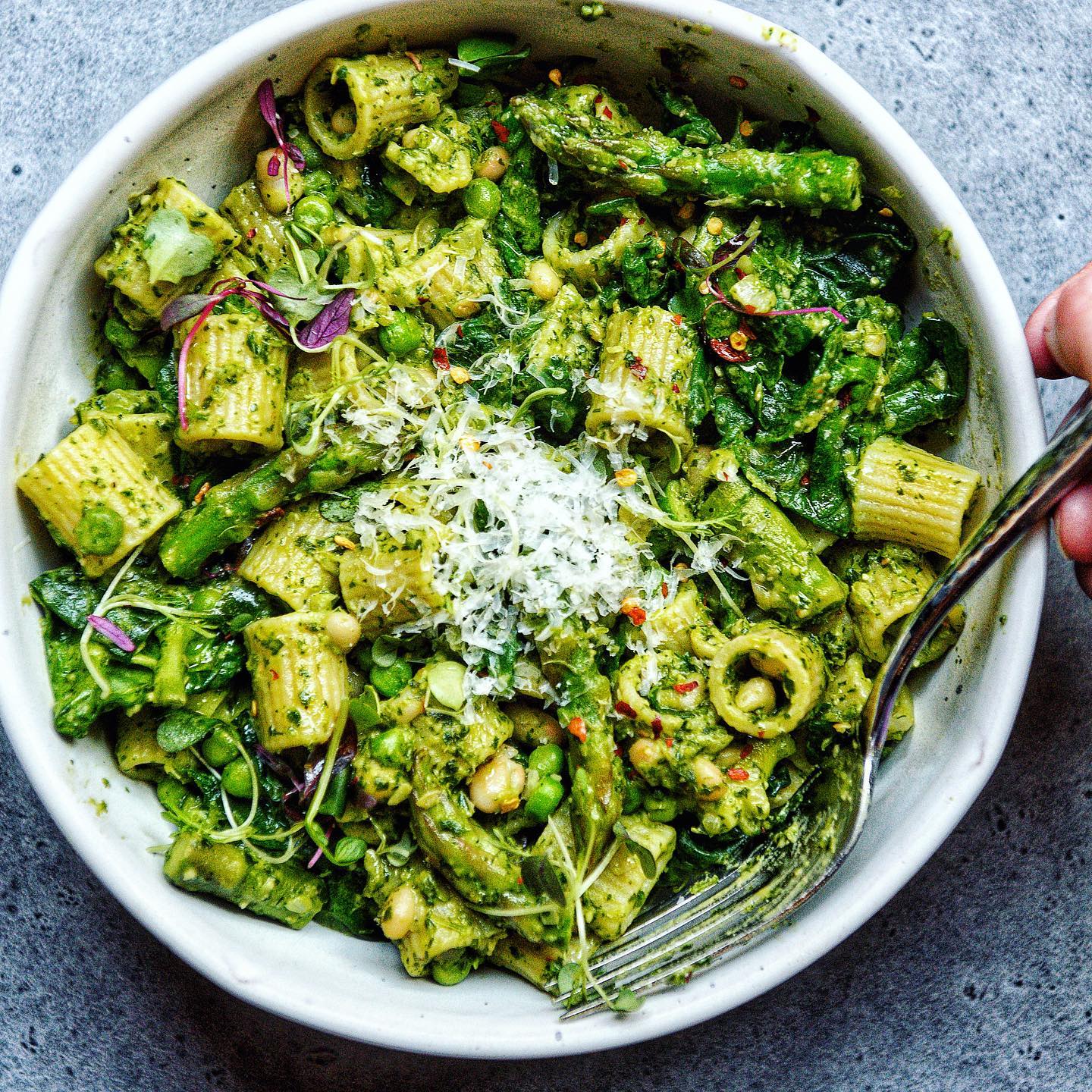 Spring Vegetable Pesto Pasta