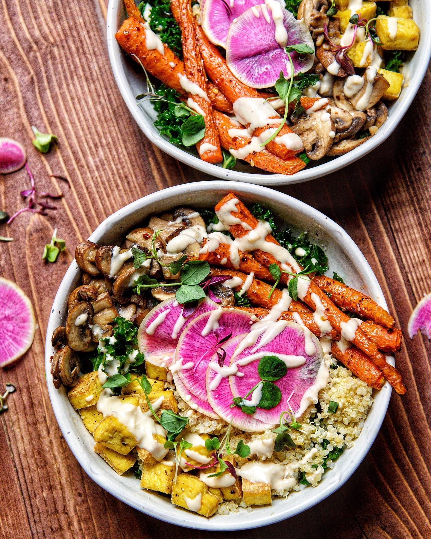 Vegan Bowl with Roasted Carrots and Tahini