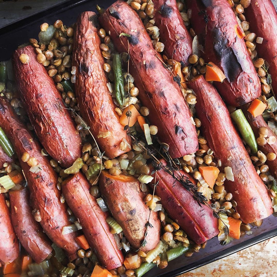 Simple One-Pan Lentil and Sweet Potato Bake