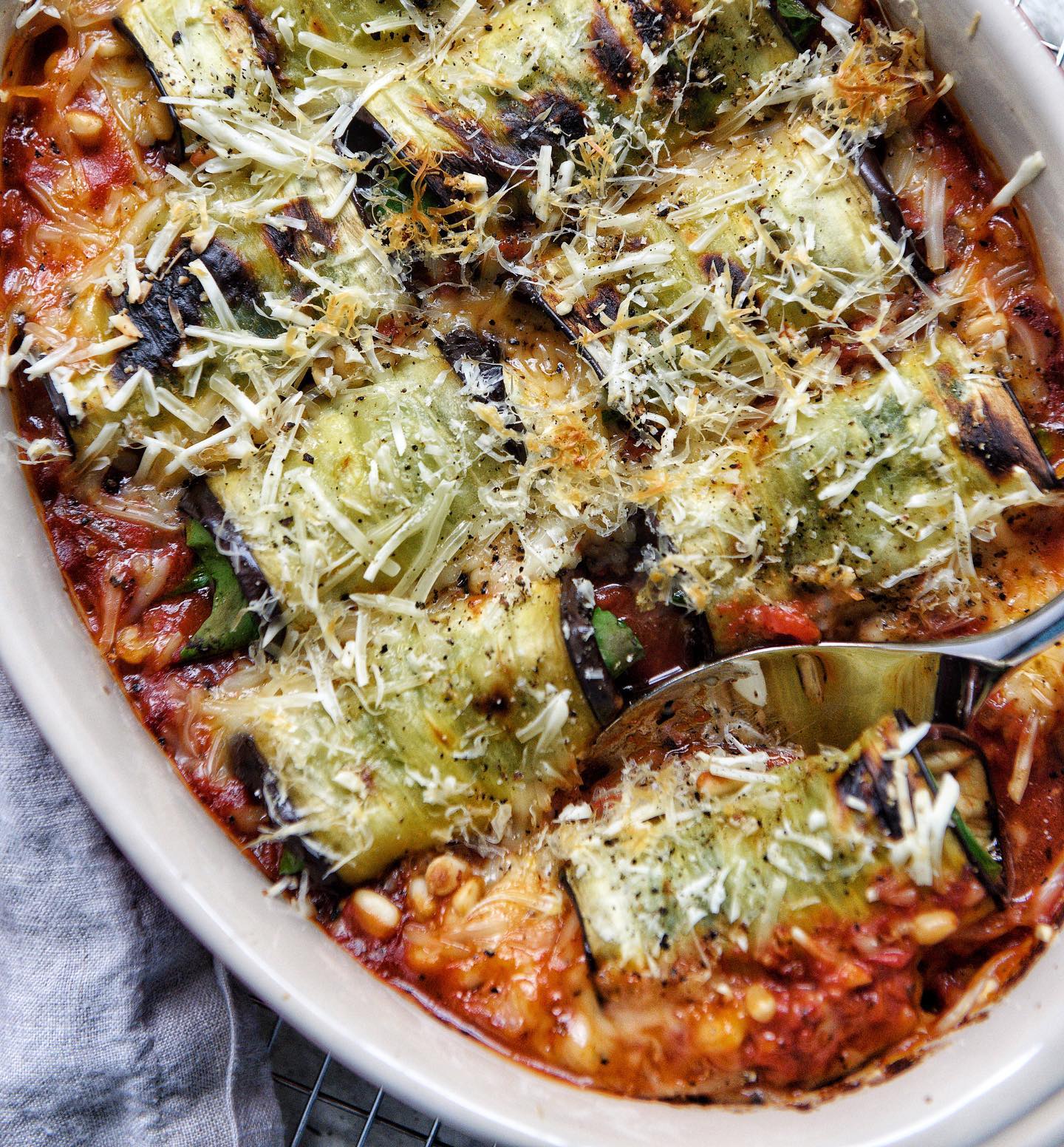 Eggplant Involtini with Tofu Ricotta and Tomato Sauce