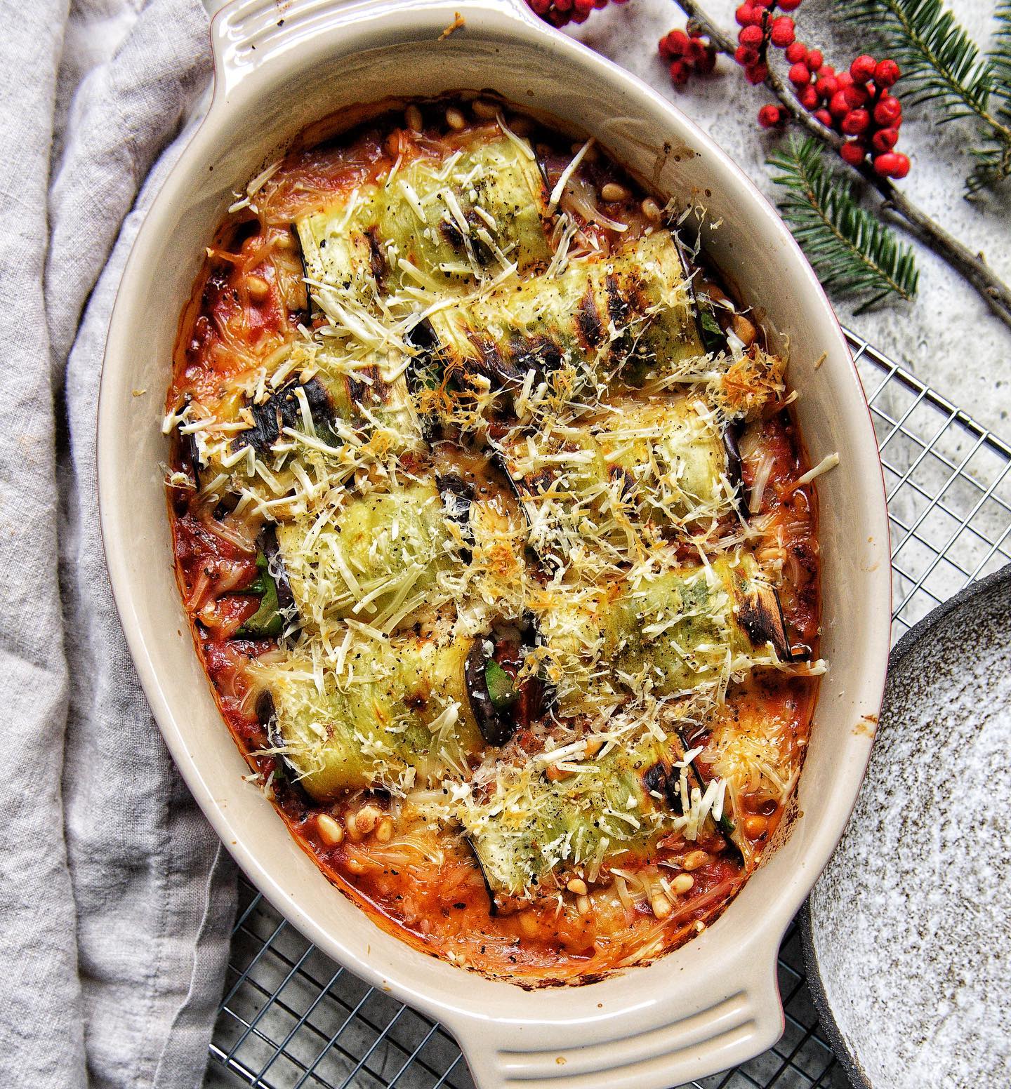 Eggplant Involtini with Tofu Ricotta and Tomato Sauce