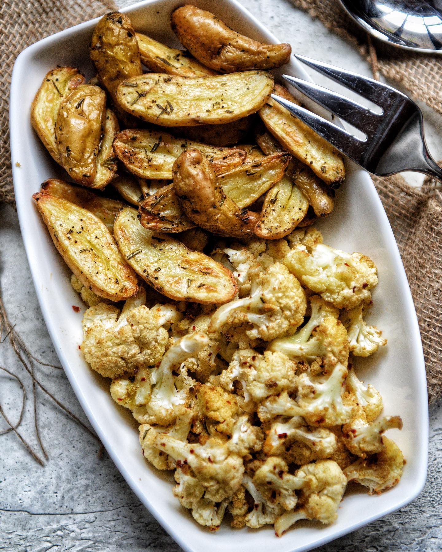 Roasted Fingerling Potatoes and Cauliflower