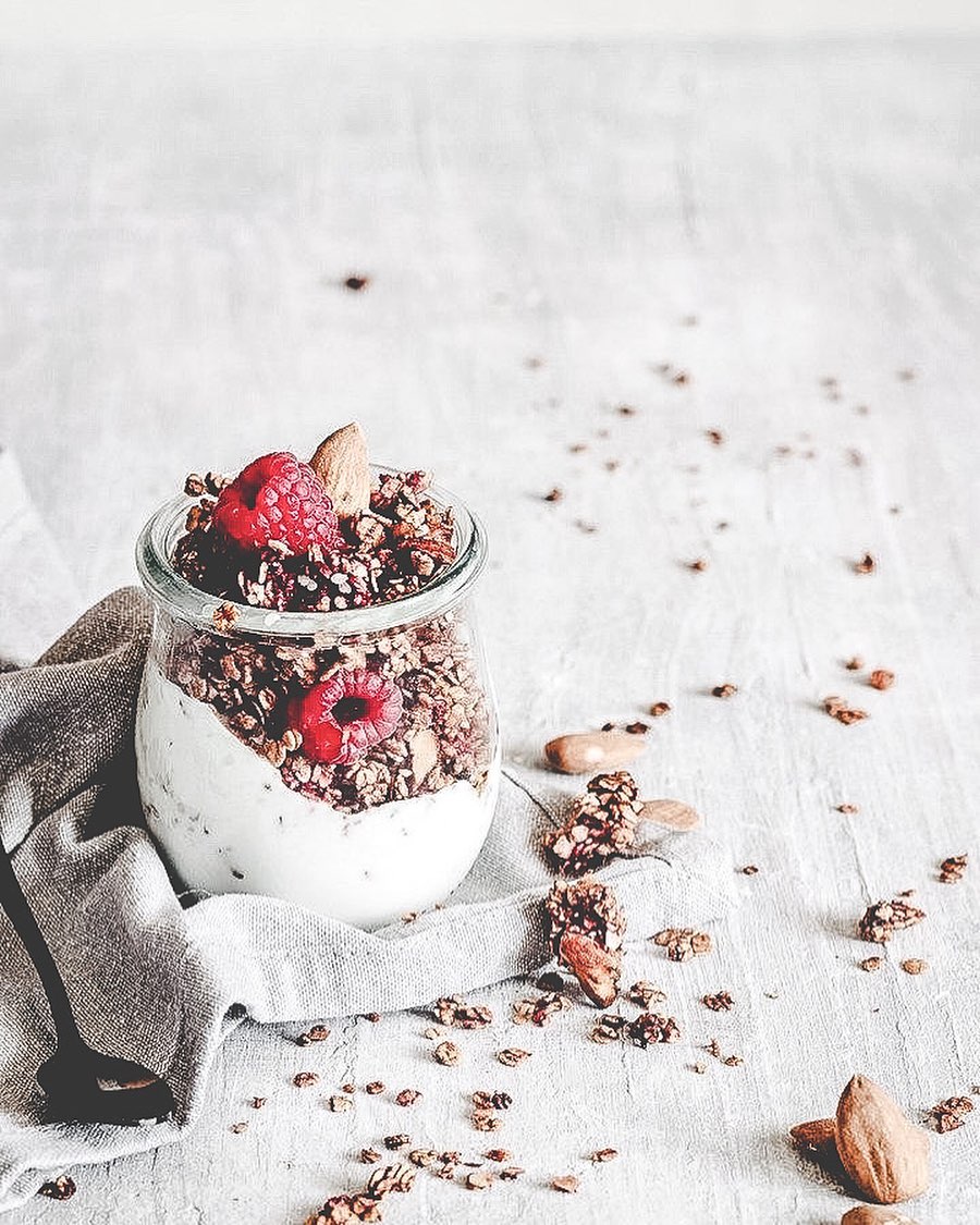 Easy Homemade Breakfast Granola with Raspberries