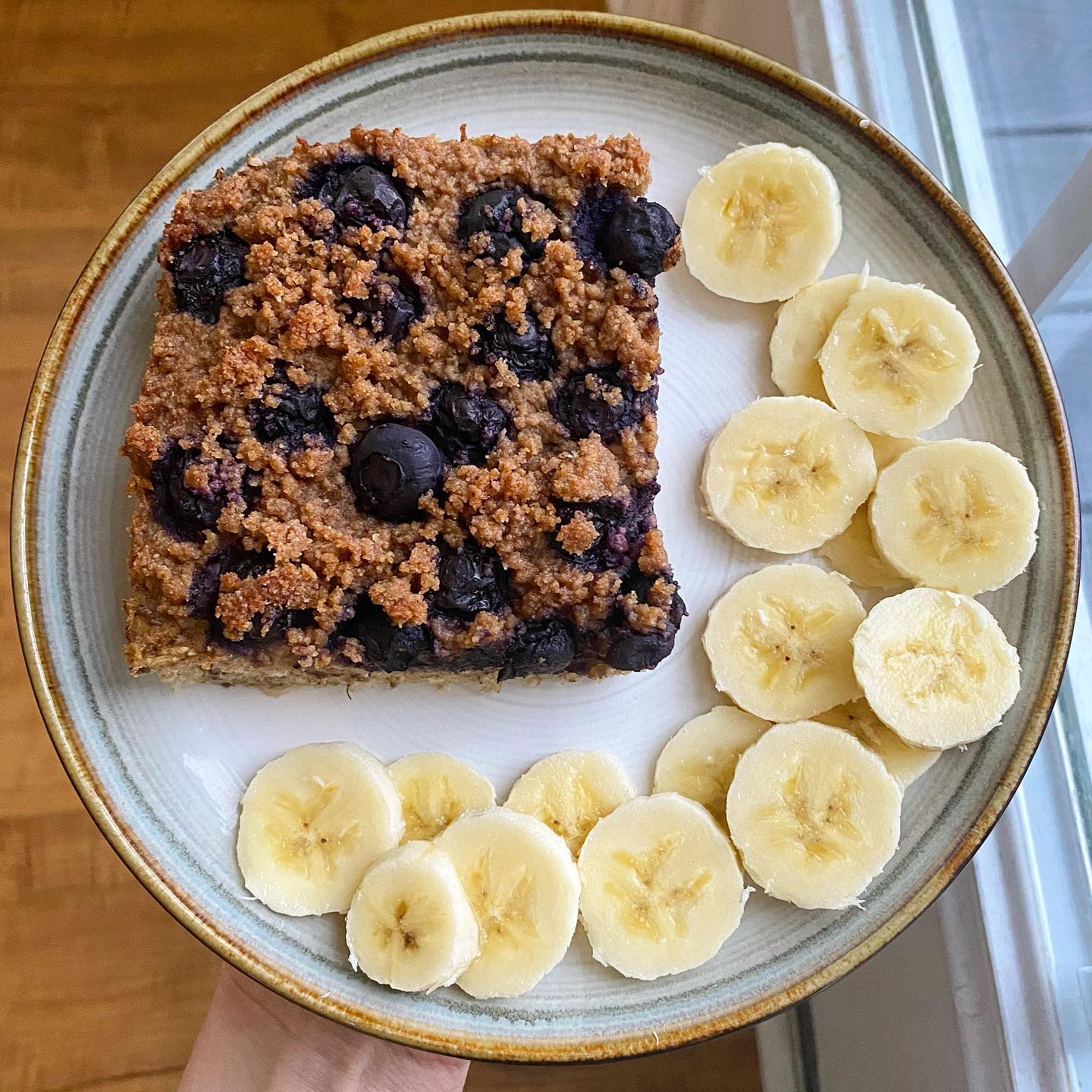 Banana Blueberry Oatmeal Bake with Streusel