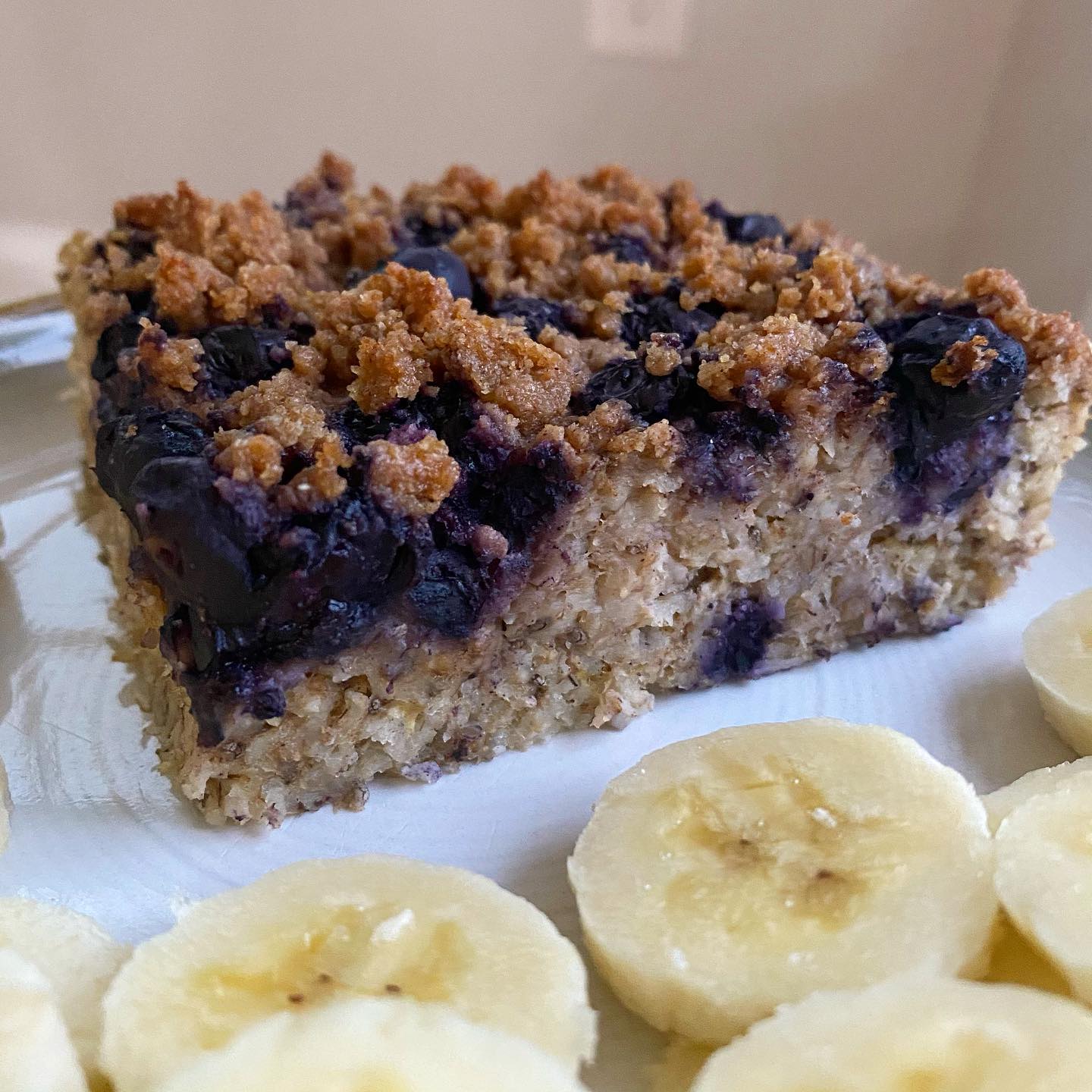 Banana Blueberry Oatmeal Bake with Streusel