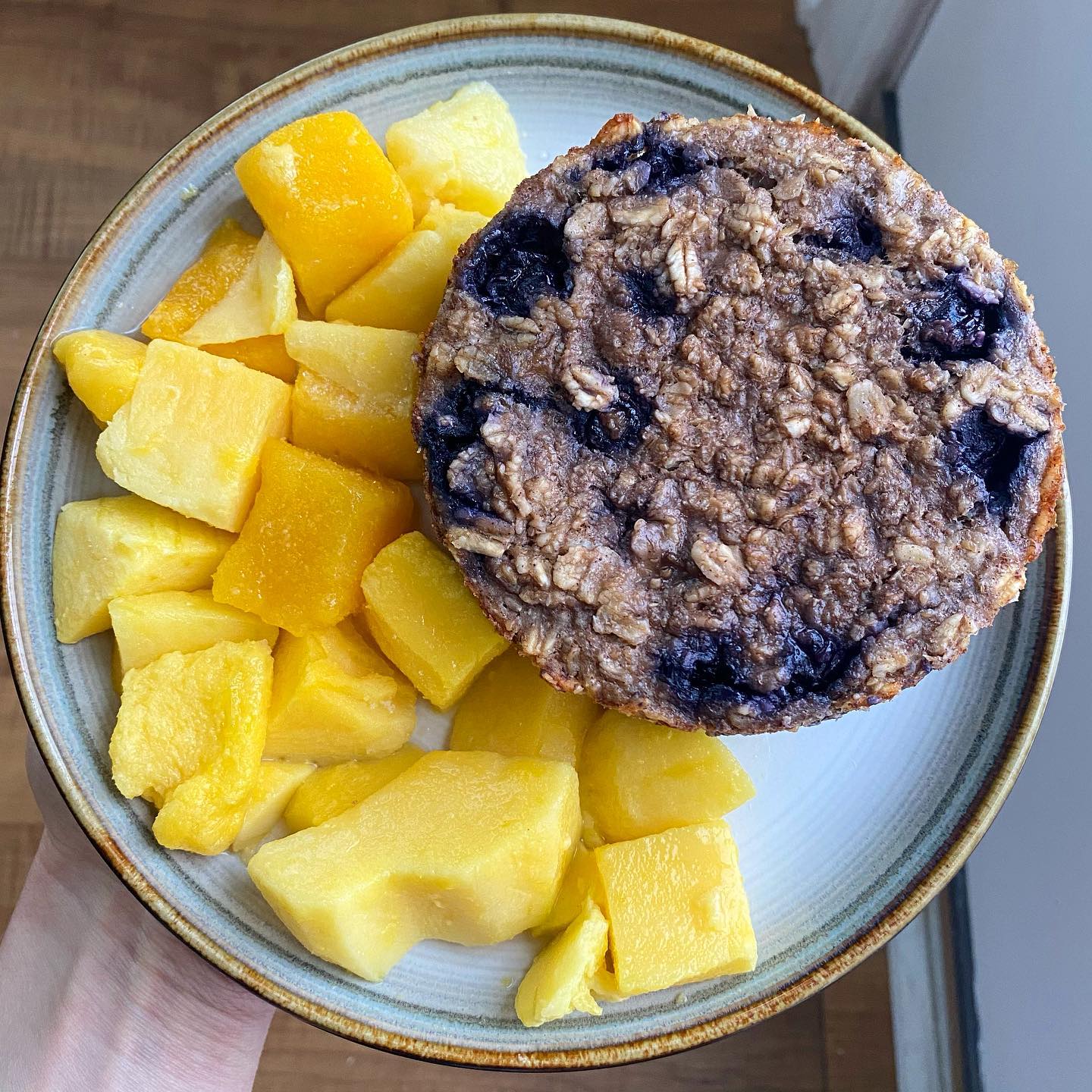 Banana Blueberry Oat Bake with Peanut Butter Swirl