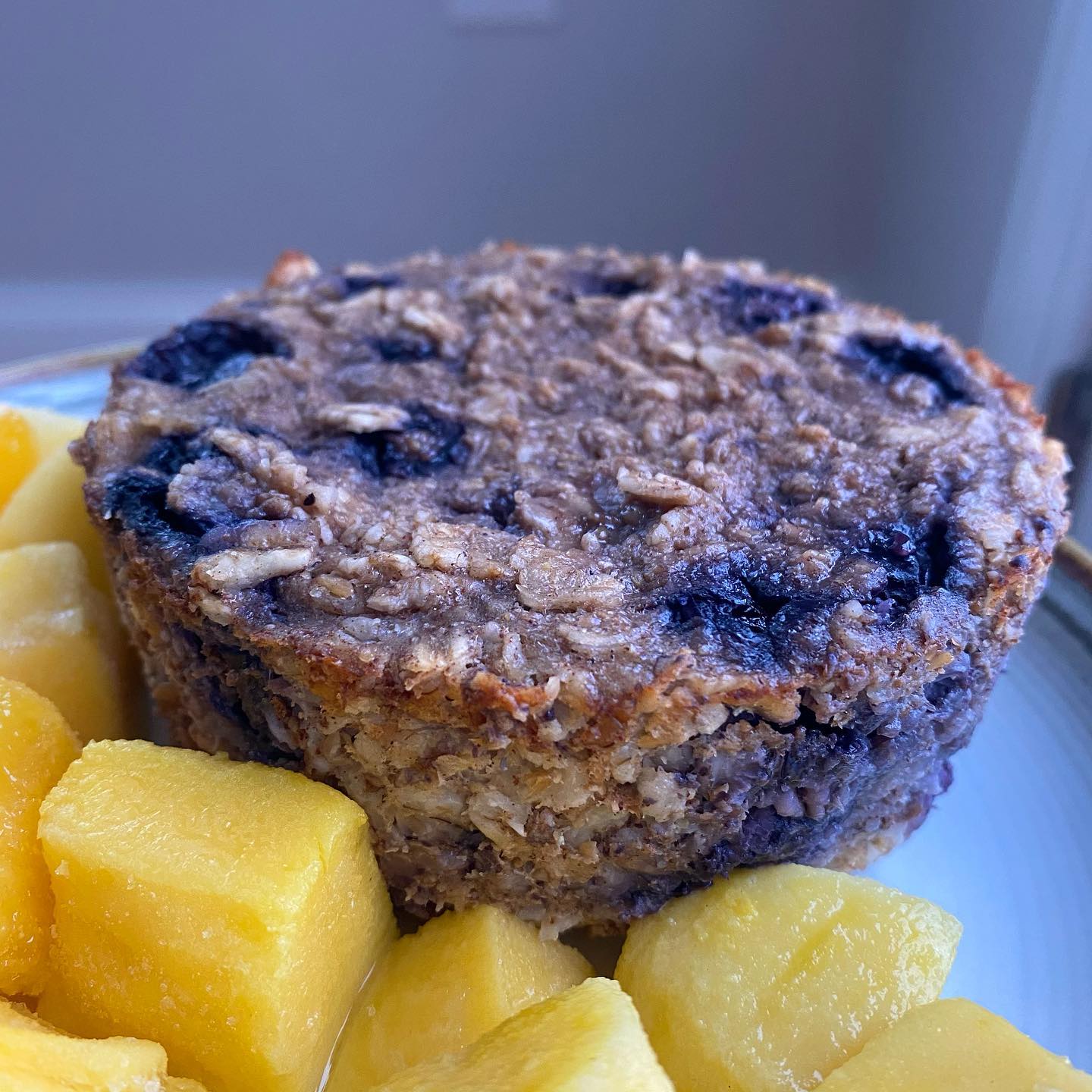 Banana Blueberry Oat Bake with Peanut Butter Swirl