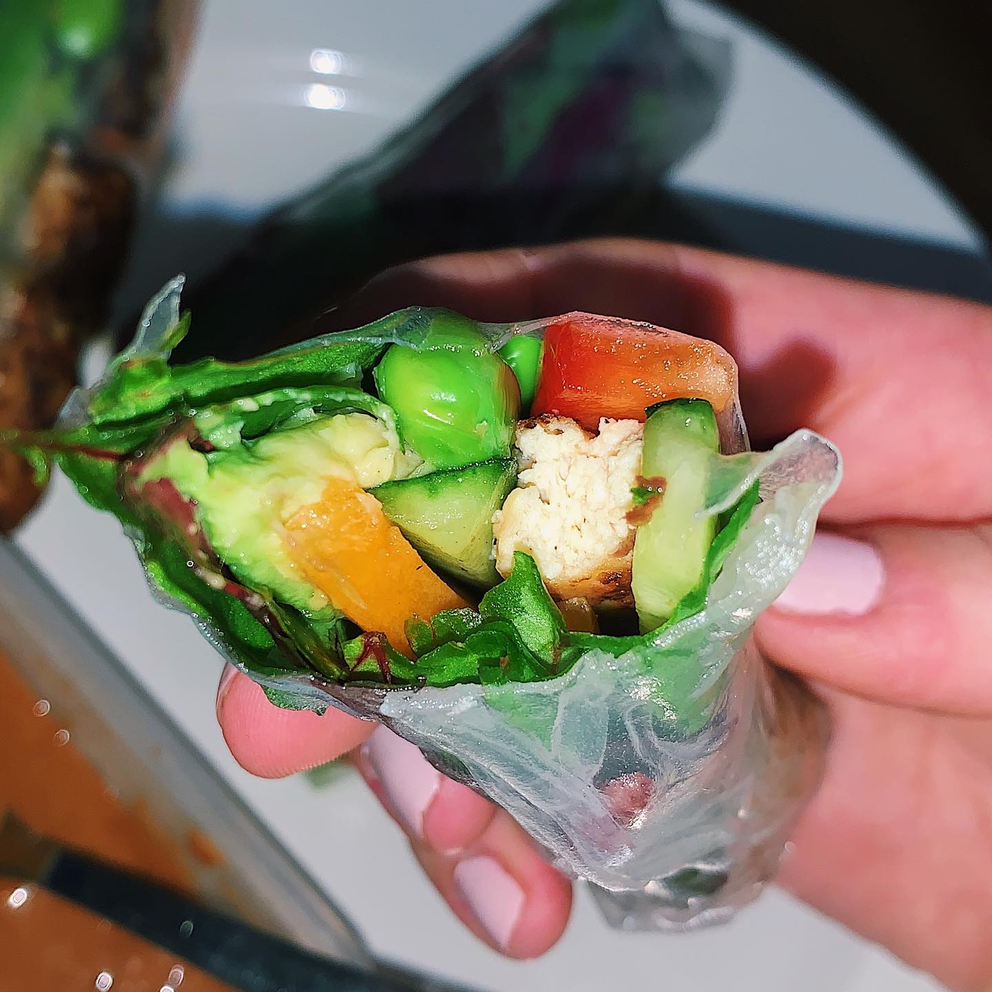 Fresh Vegetable and Tofu Rice Paper Rolls
