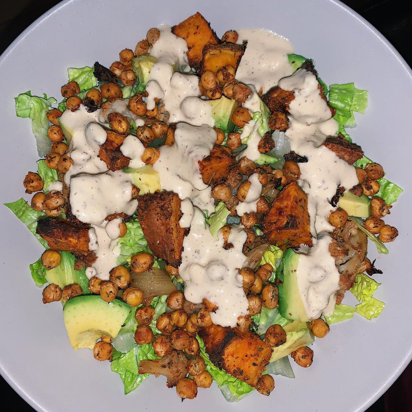 Tofu and Roasted Chickpea Caesar Salad