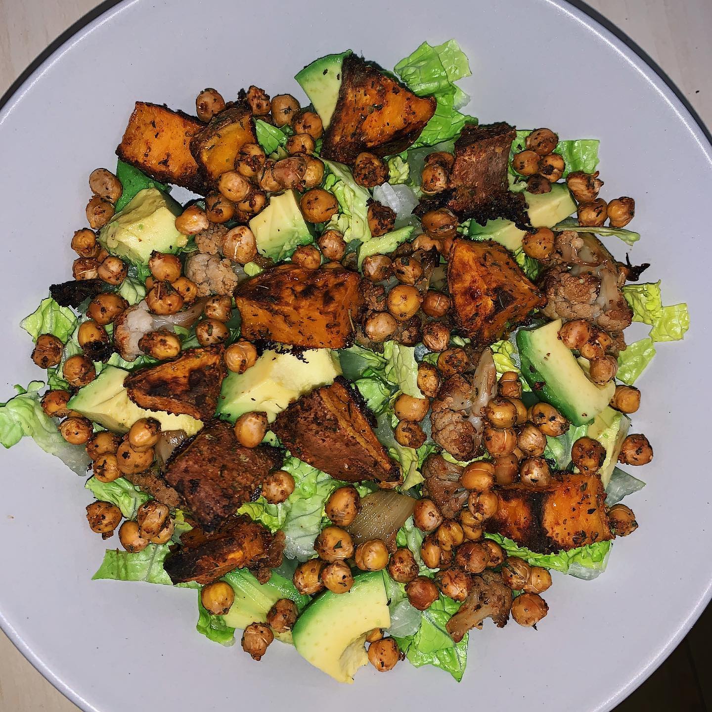Tofu and Roasted Chickpea Caesar Salad