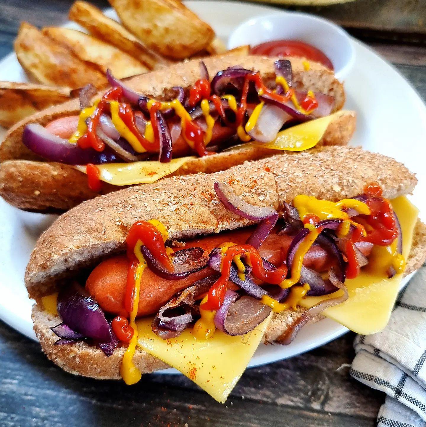Vegan Cheesy Hotdogs with Wedges