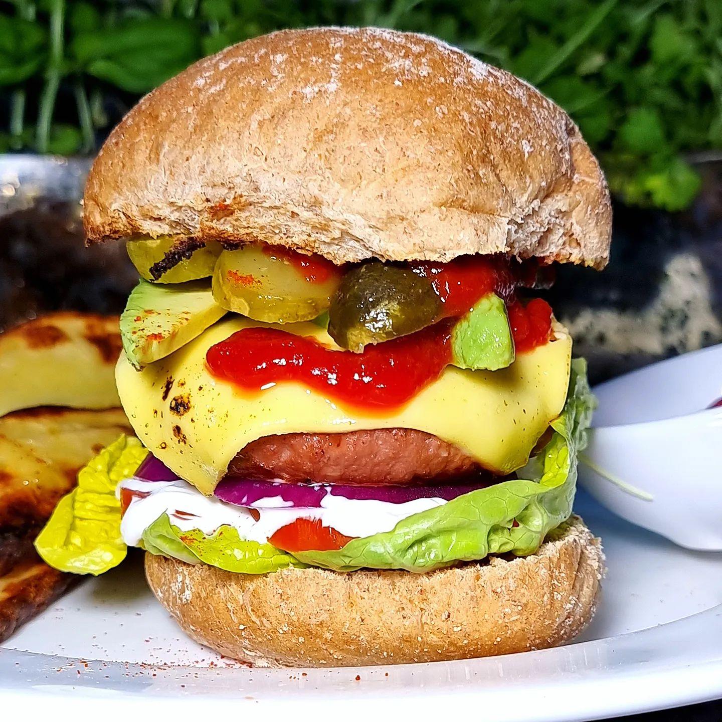 Vegan Heura Burger with Baked Wedges