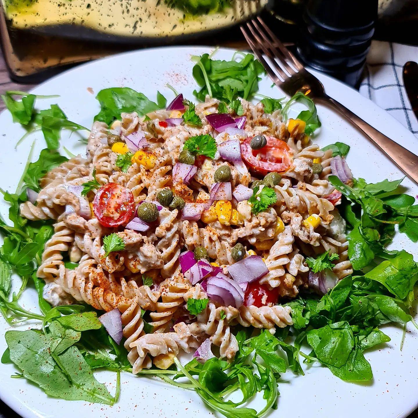 Plant-Based Tuna and Sweetcorn Pasta Salad