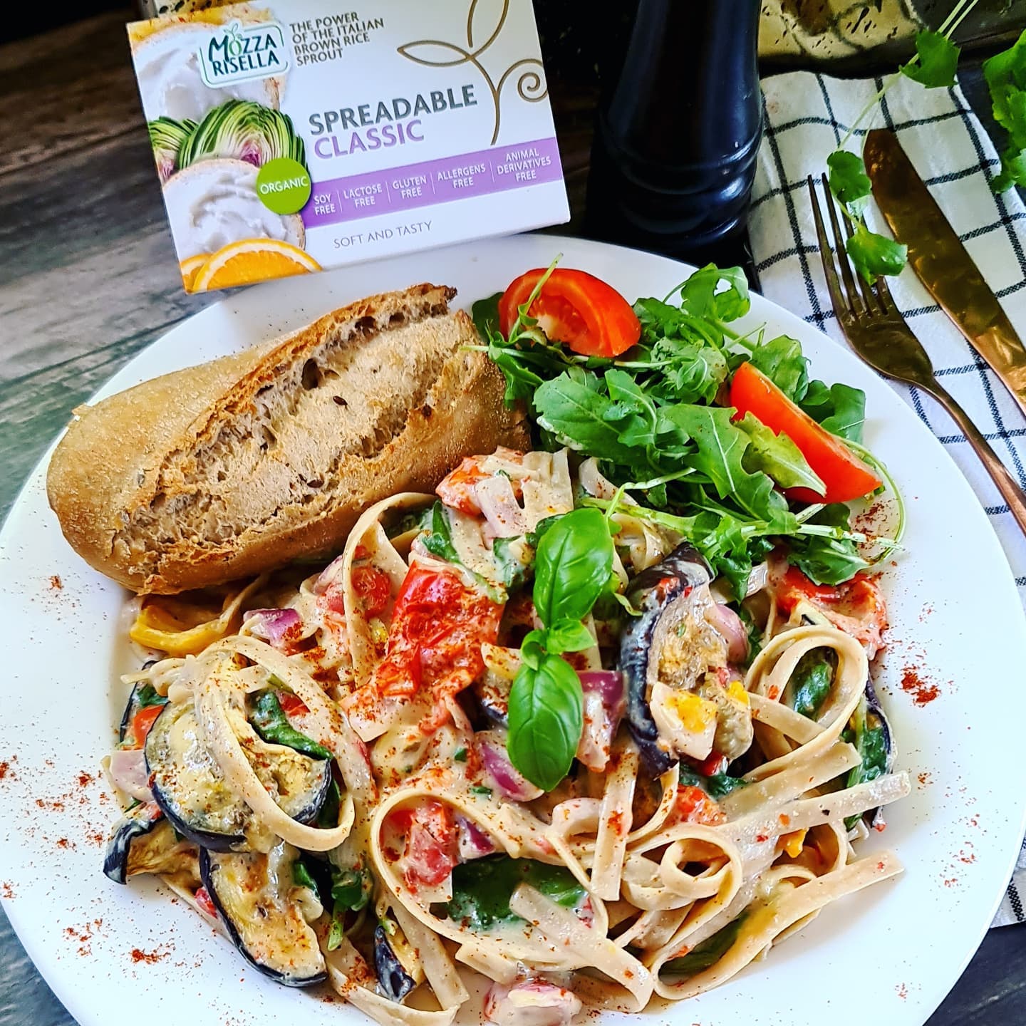 Creamy Roasted Aubergine & Pepper Tagliatelle
