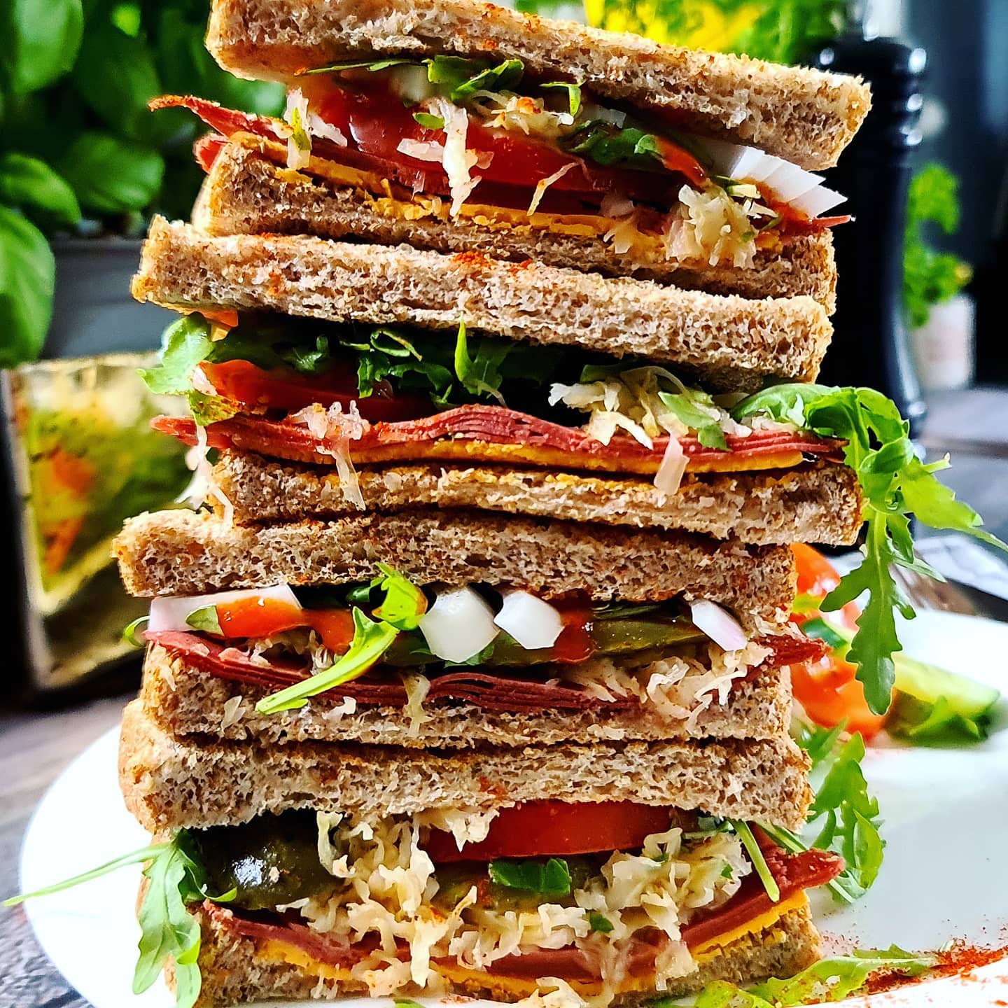 Vegan Pastrami Sandwich Tower