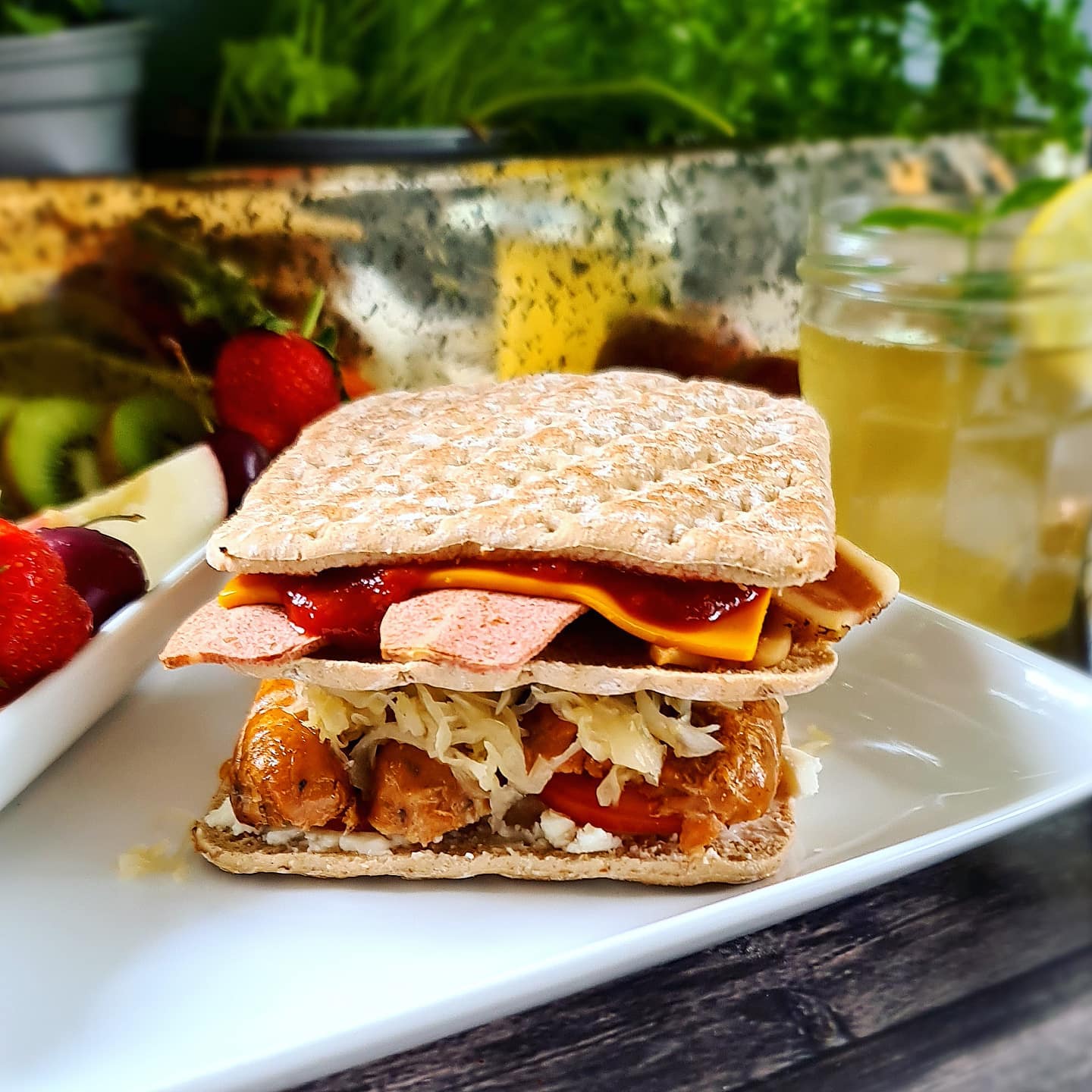 Vegan Sausage and Sauerkraut Sandwich