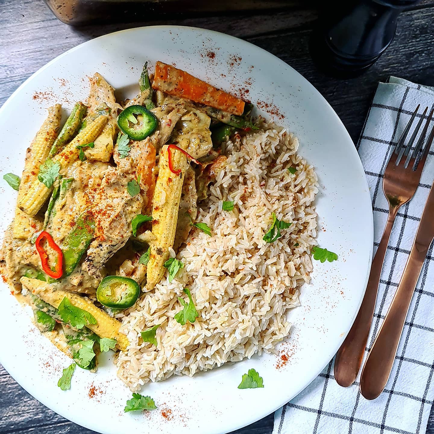 Vegan Thai Green Curry with Brown Rice