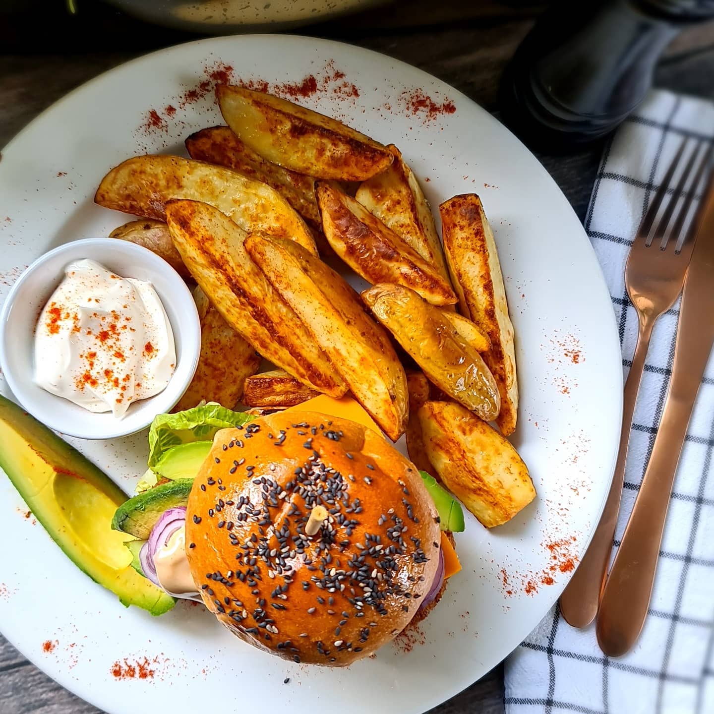 Vegan Southern-Style Burger with Spiced Wedges