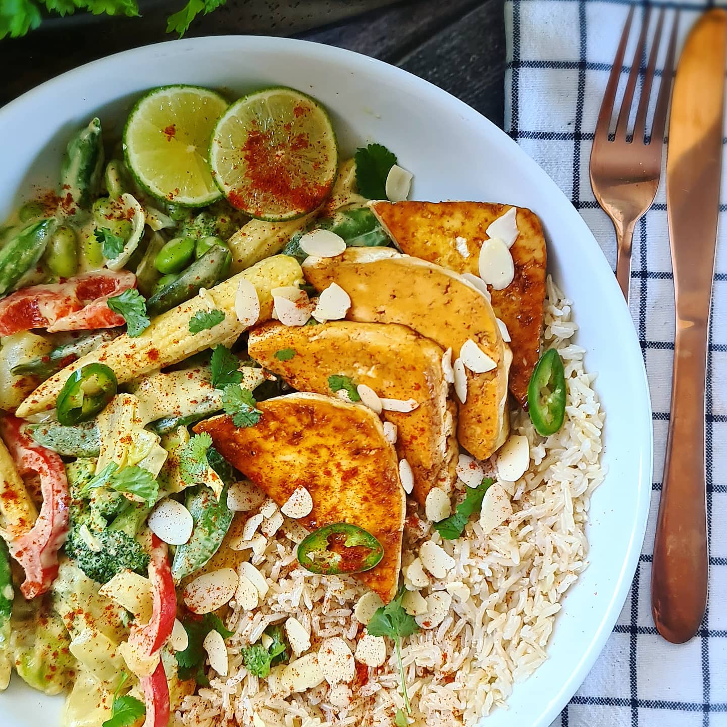 Tofu Thai Green Curry with Brown Rice