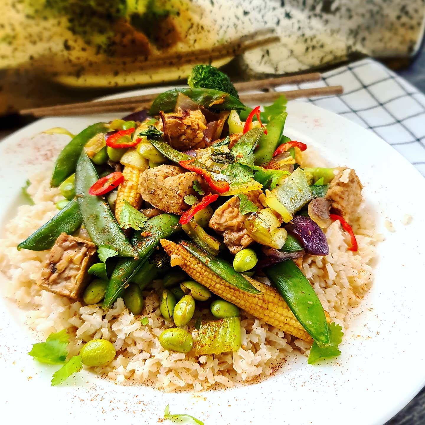 Tempeh Stir Fry with Brown Rice