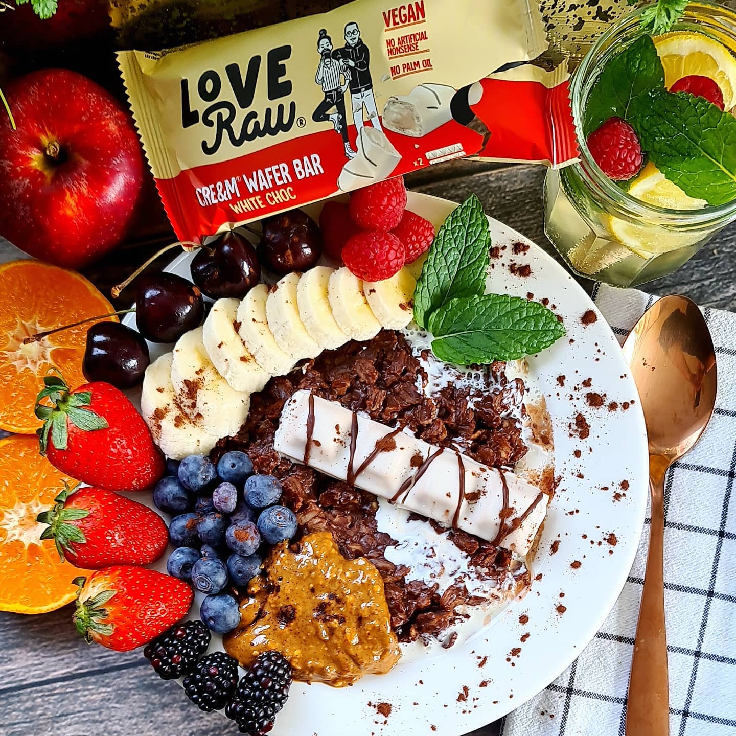 Chocolate Porridge with Peanut Butter and Fruit