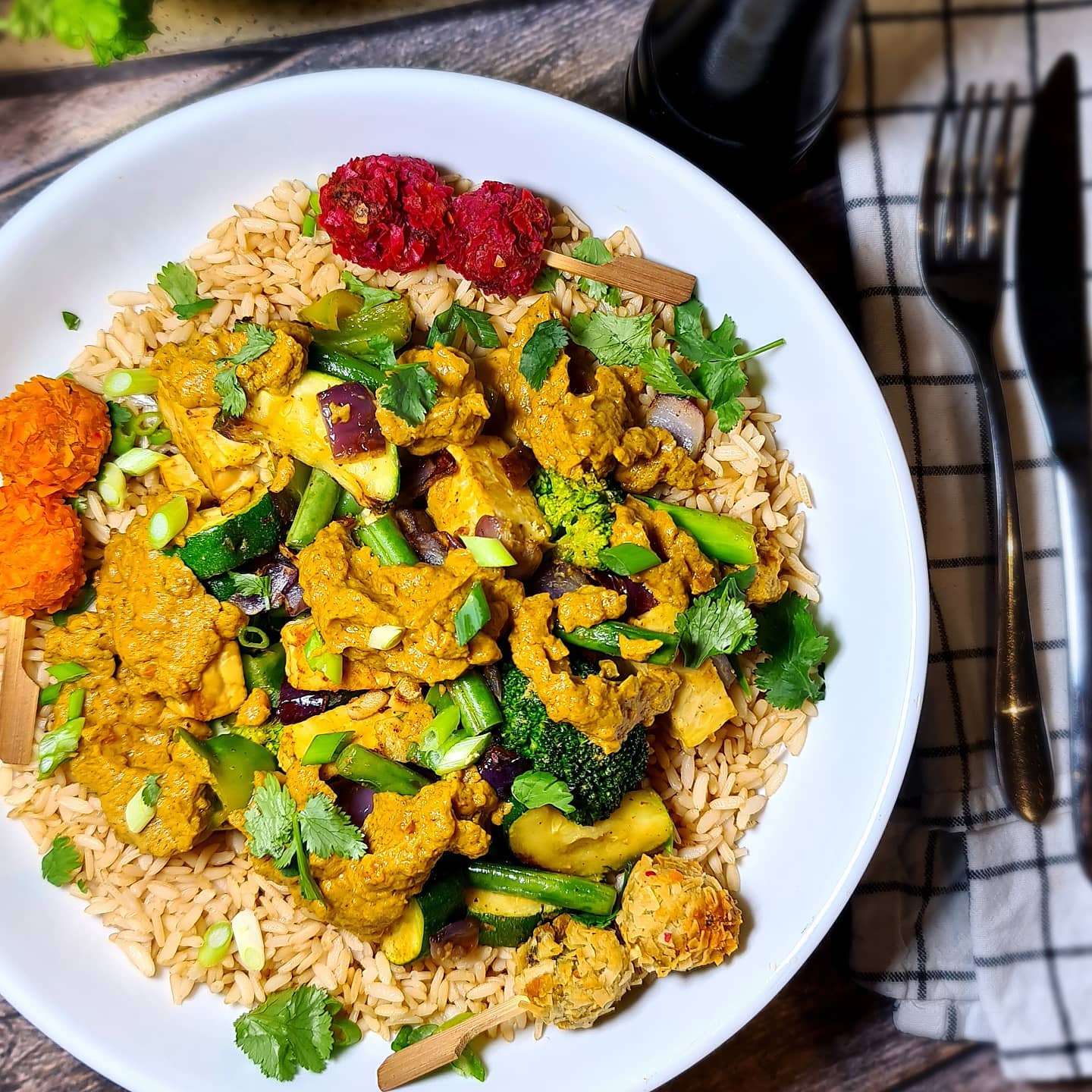 Tempeh Satay with Brown Rice