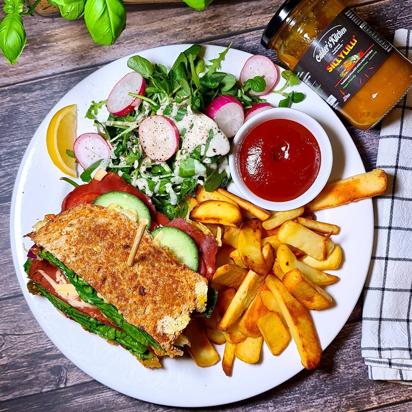 Toasted Pastrami Piccalilli Smoked Cheese Sandwich