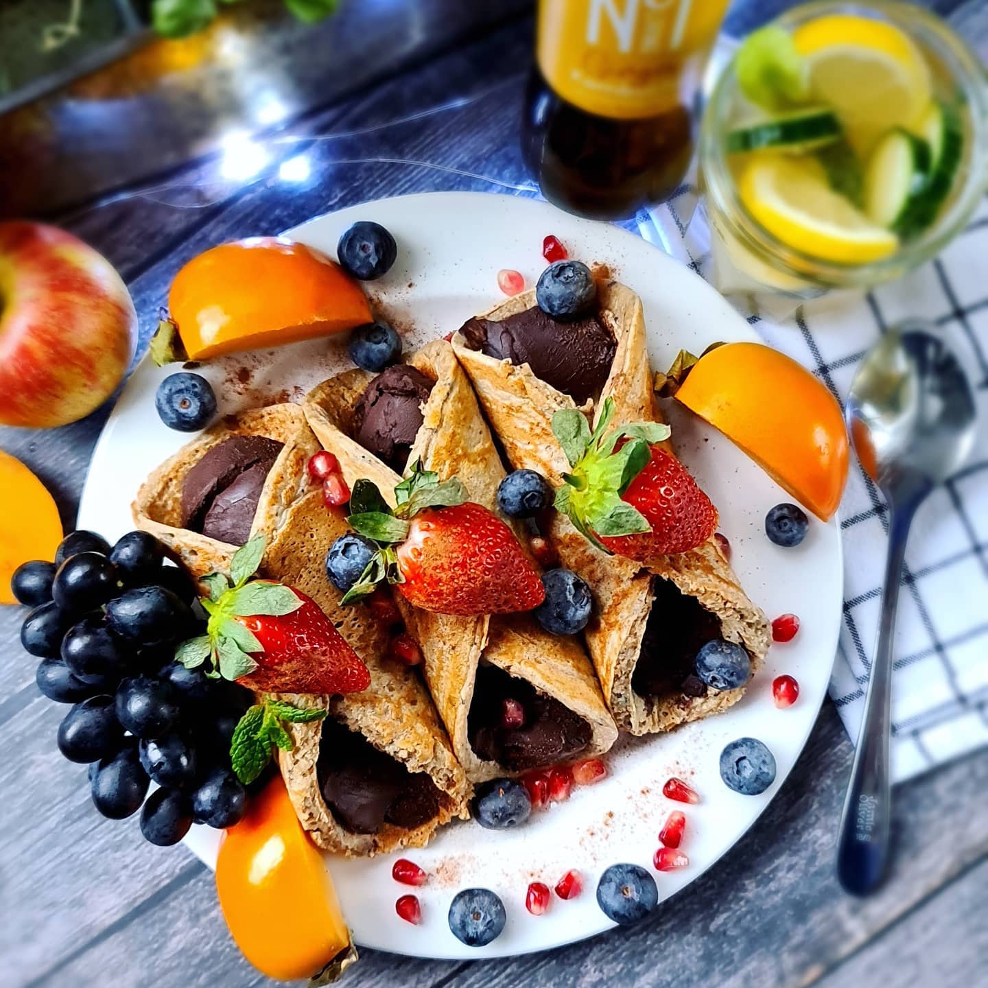 Jumbo Breakfast Pancakes with Banana and Chocolate Filling