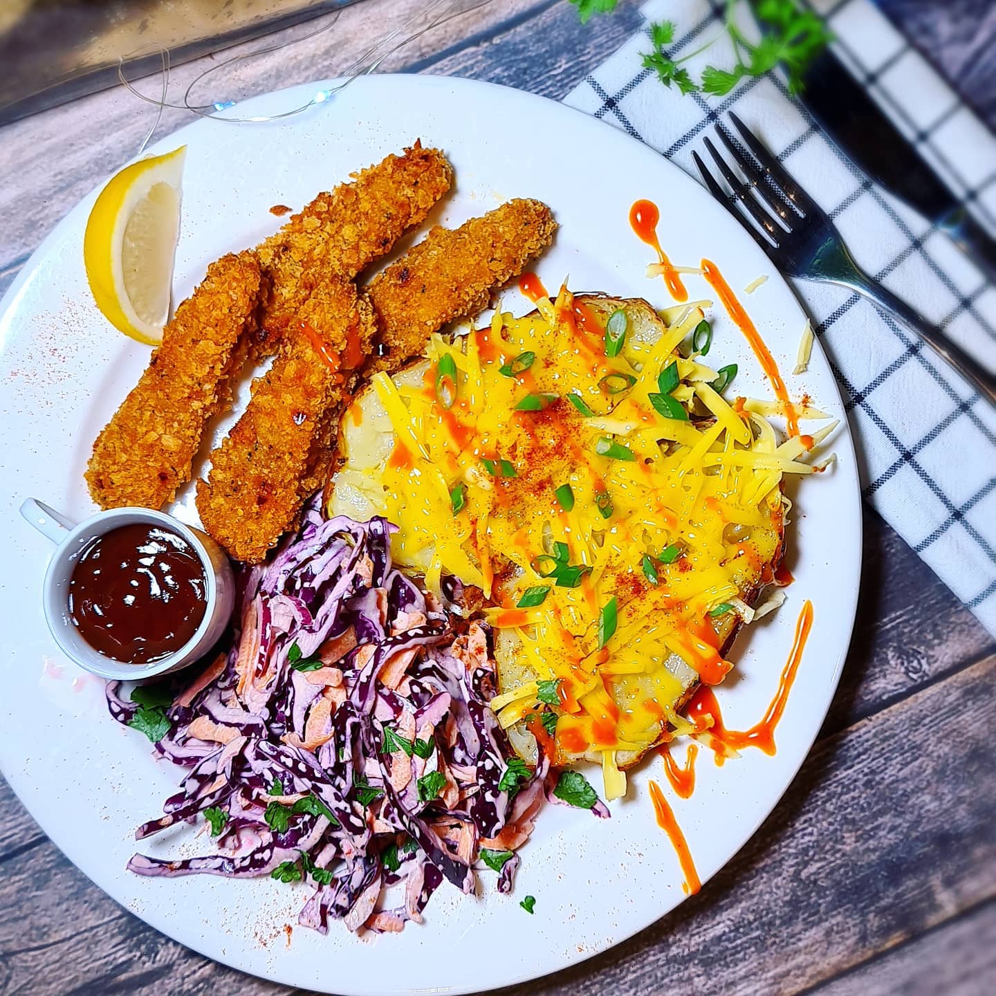 Baked Potato with Cheese and Coleslaw Filling