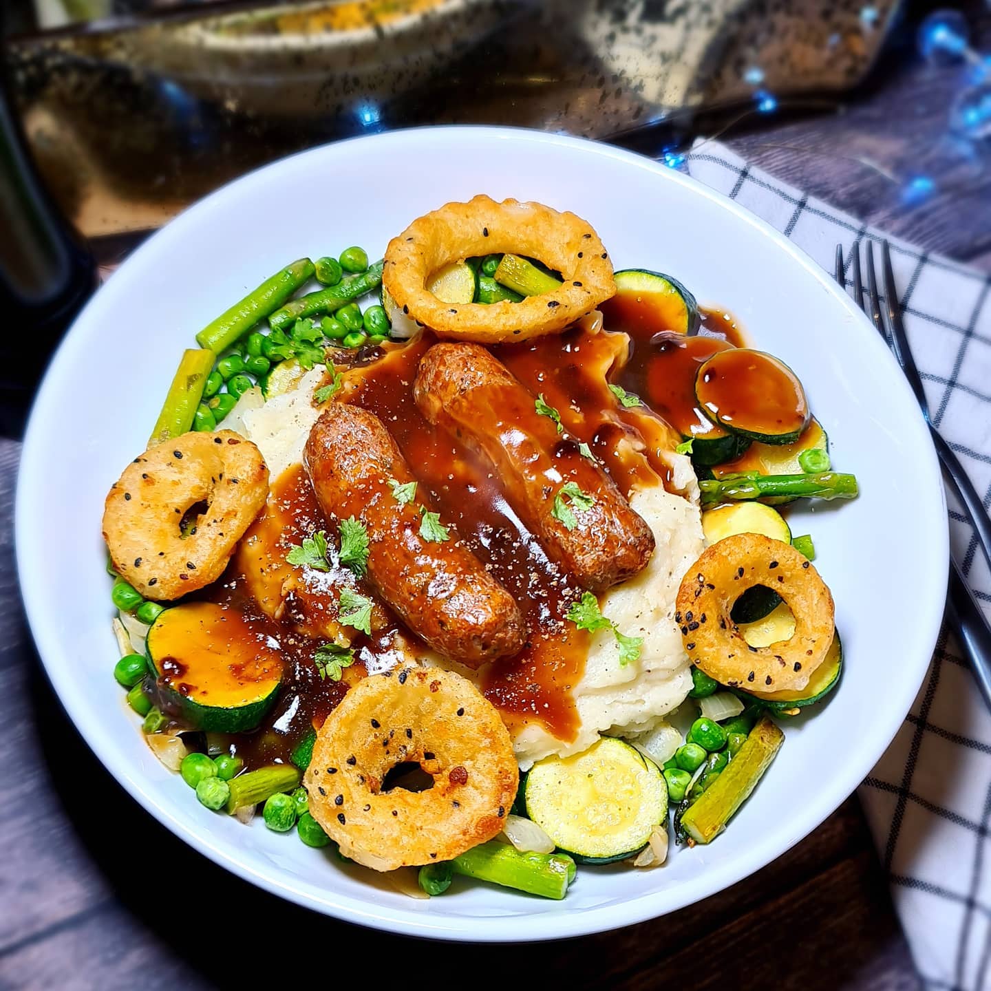 Posh Vegan Bangers and Garlic Mash