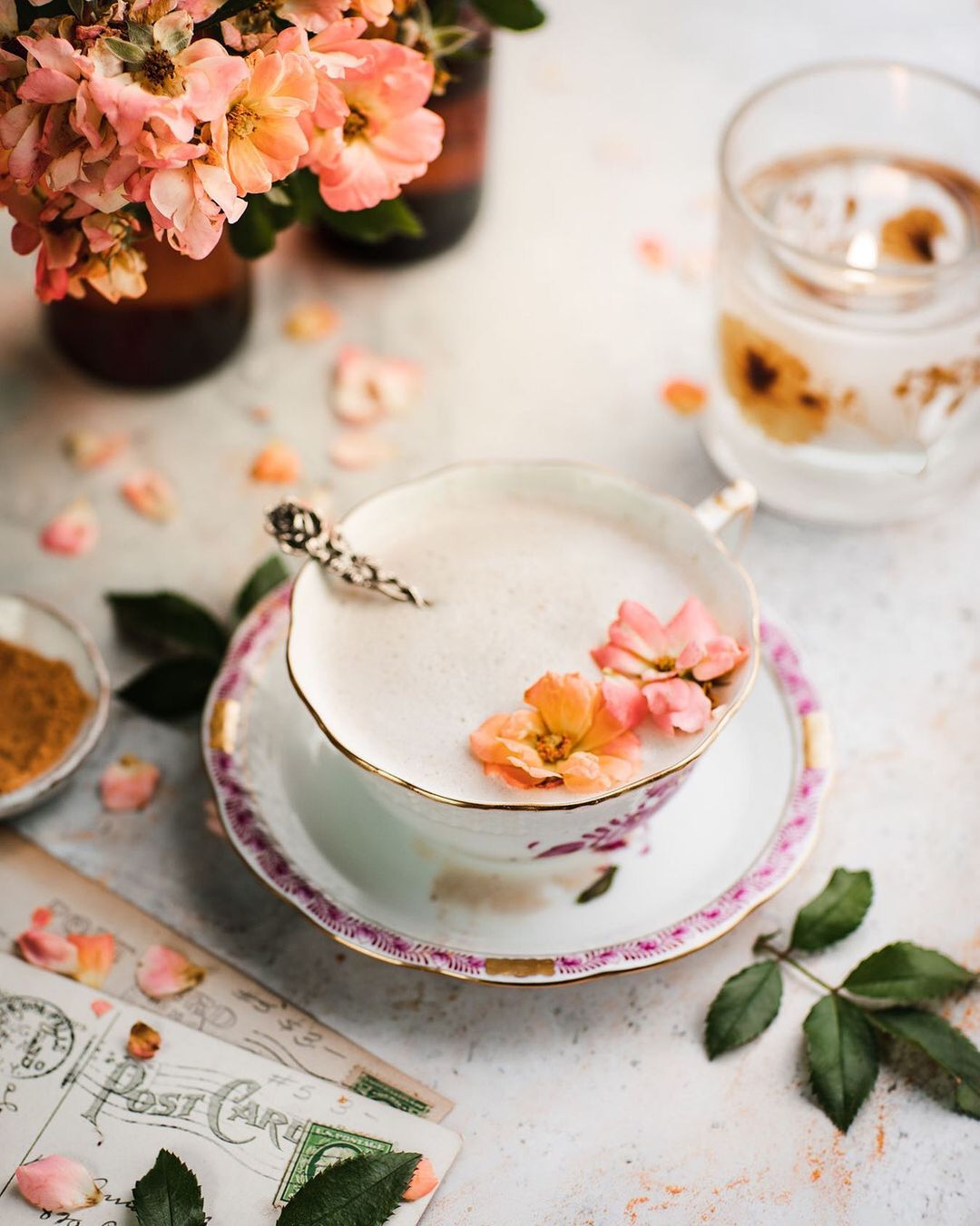 Healthy Rose Hips Latte with Oat Milk