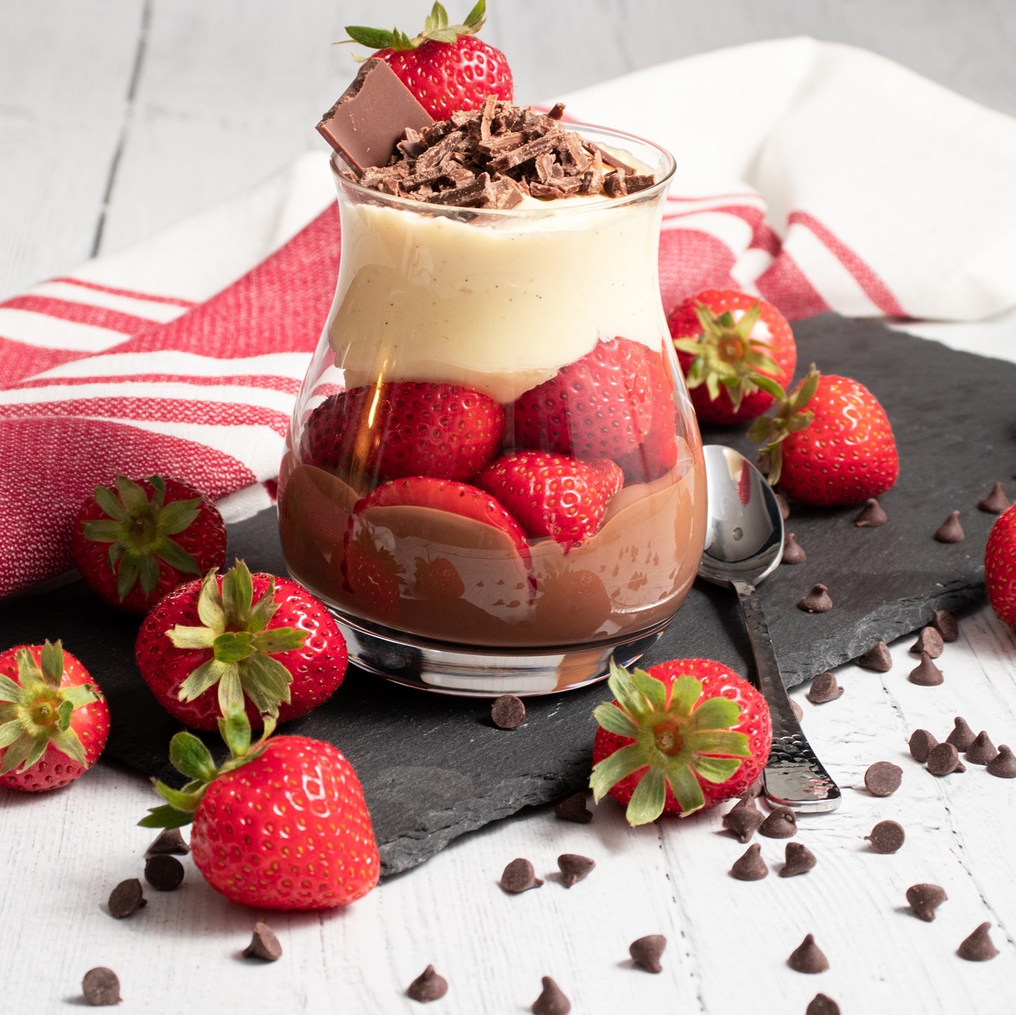 Super Simple Chocolate Vanilla Strawberry Pudding