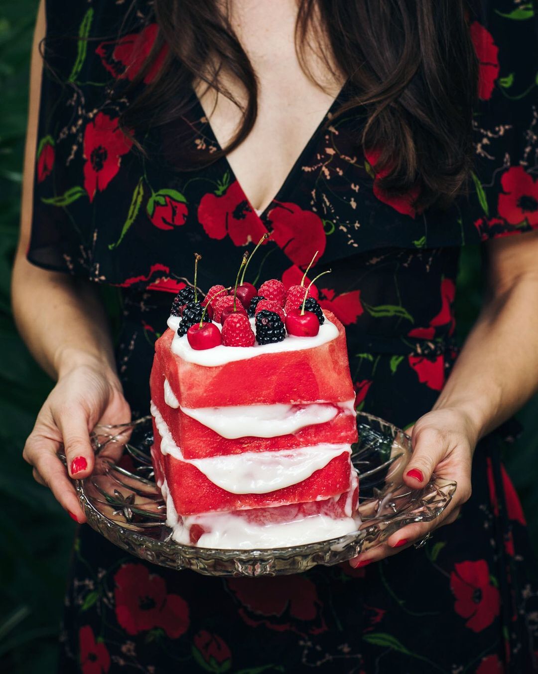 Refreshing Watermelon Cake with Yogurt and Fruits