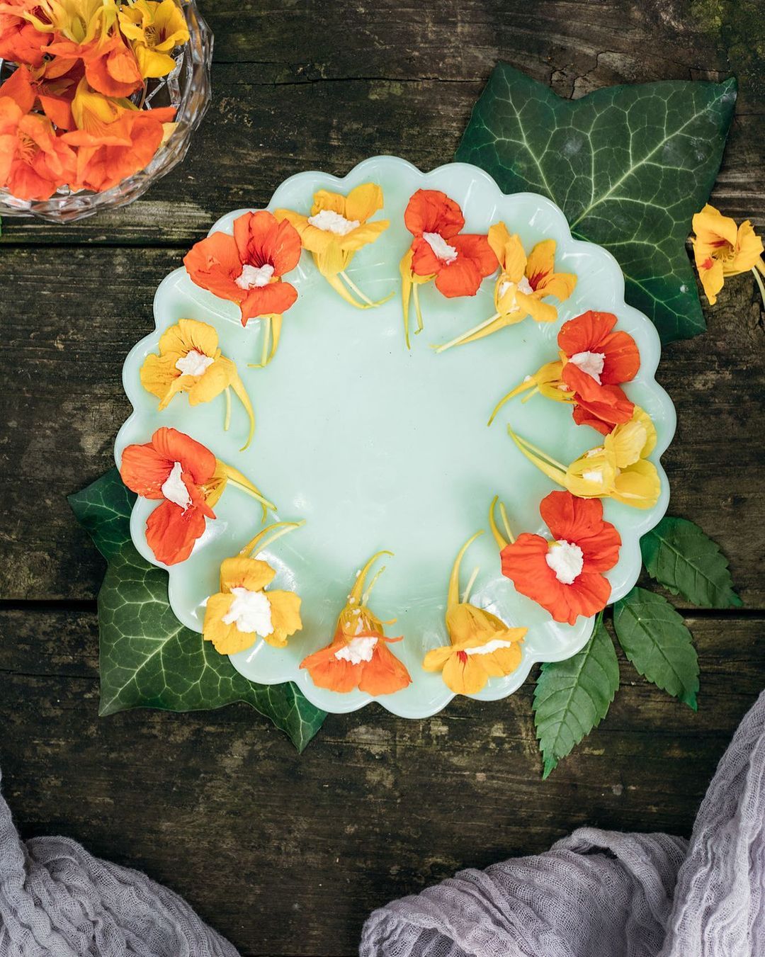 Stuffed Nasturtium Flowers with Cashew Ricotta Filling