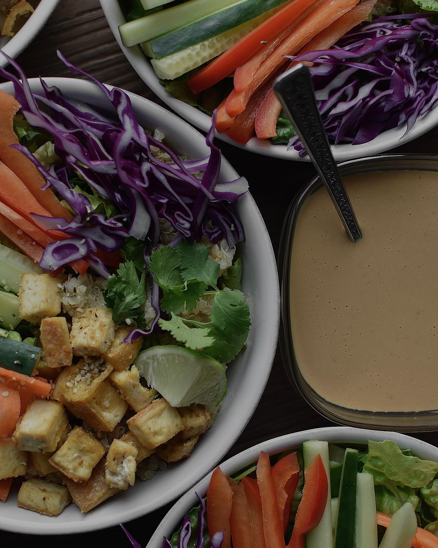 Spring Roll Inspired Salad with Peanut Dressing