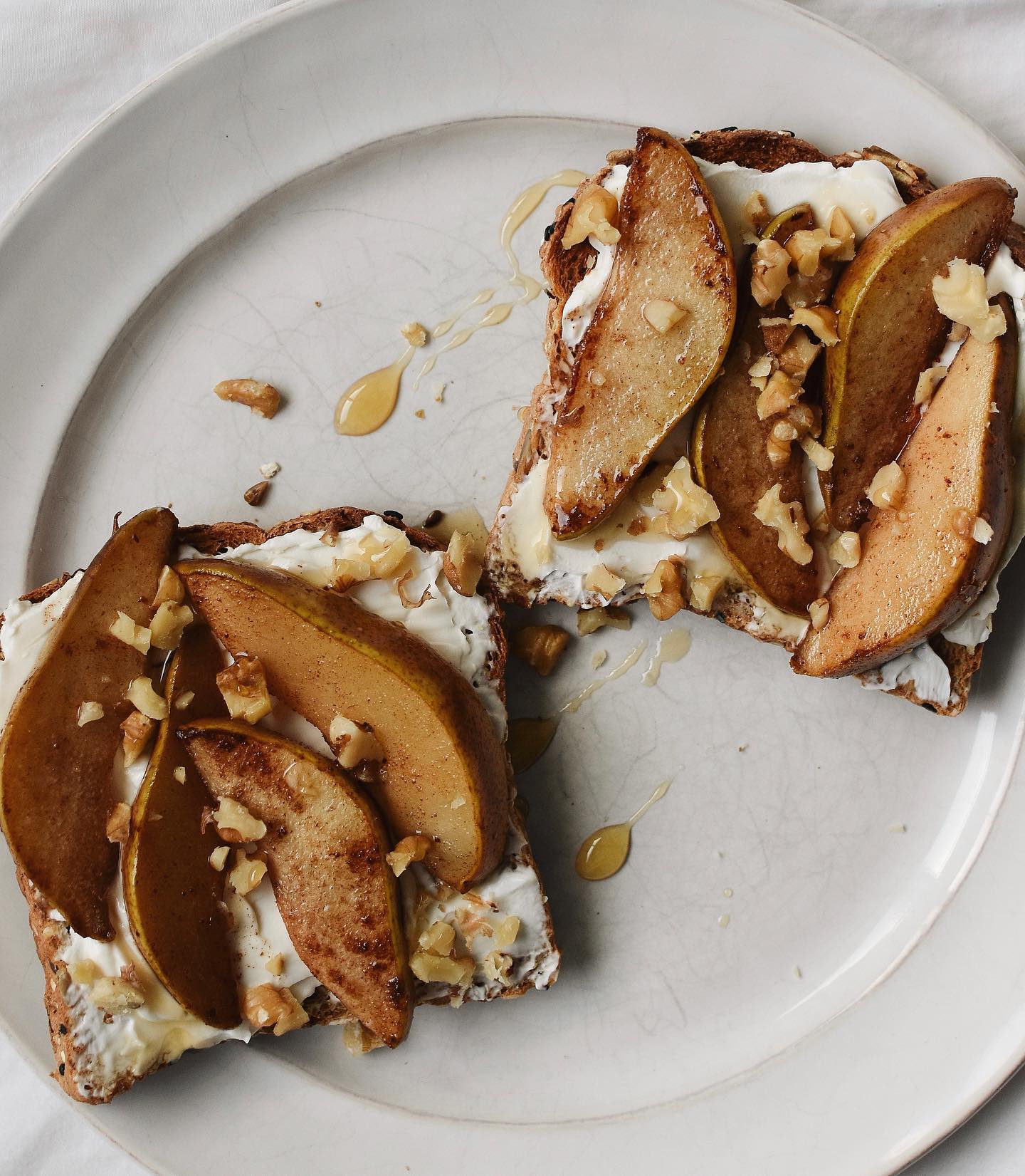 Dairy-Free Cinnamon Pear Toast with Walnuts