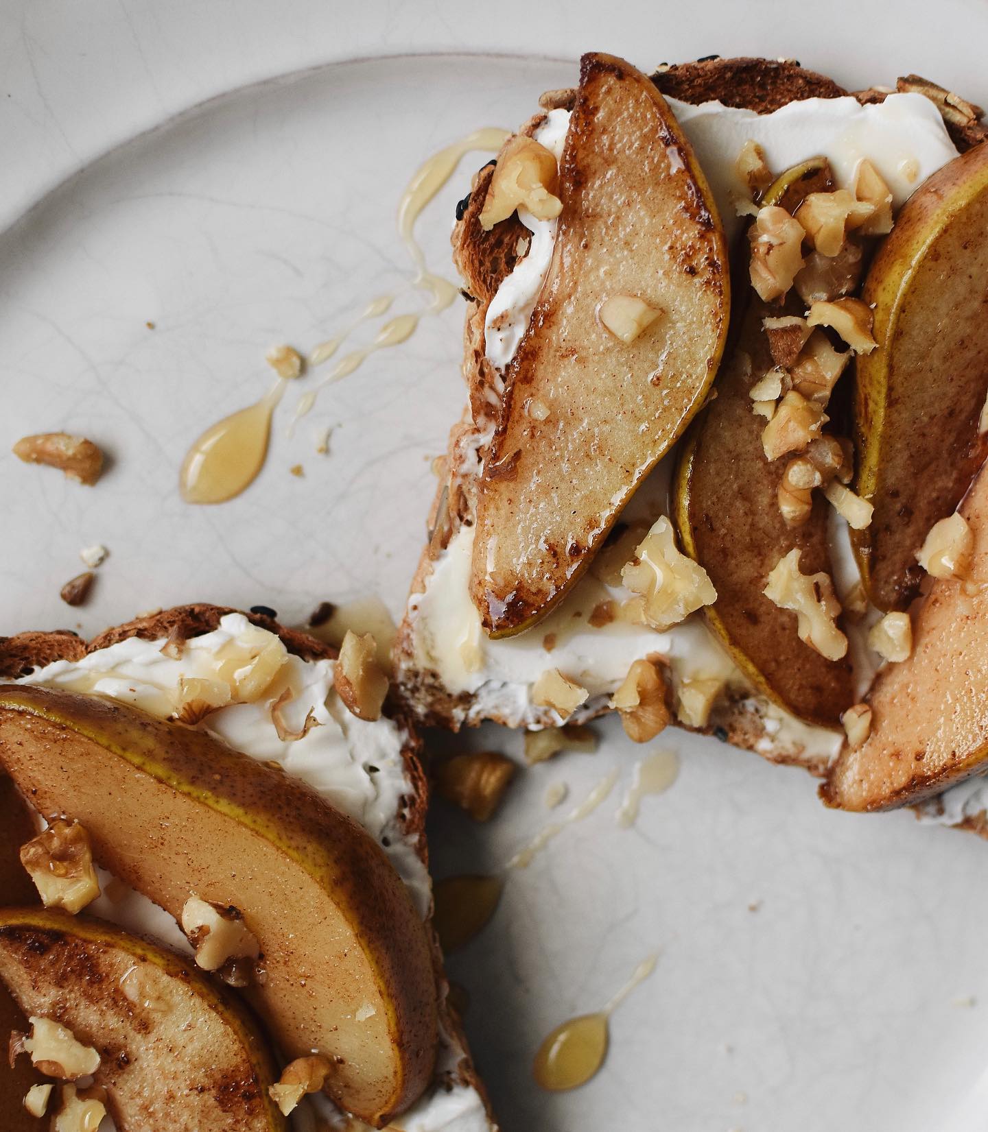Dairy-Free Cinnamon Pear Toast with Walnuts