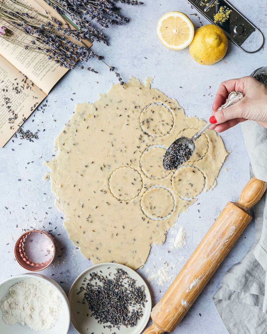 Lemon Lavender Vegan Shortbread Tea Cookies