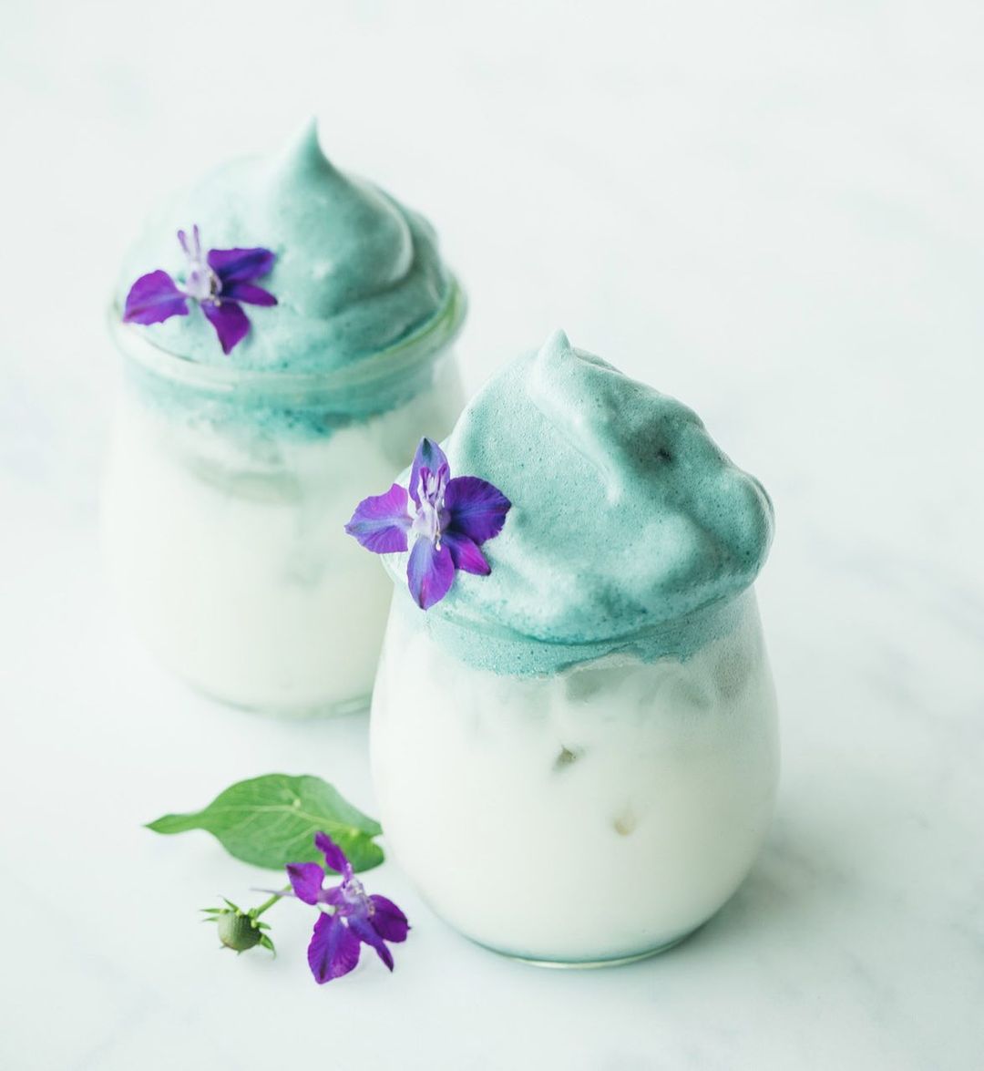 Butterfly Pea Powder Dalgona Coffee with Aquafaba