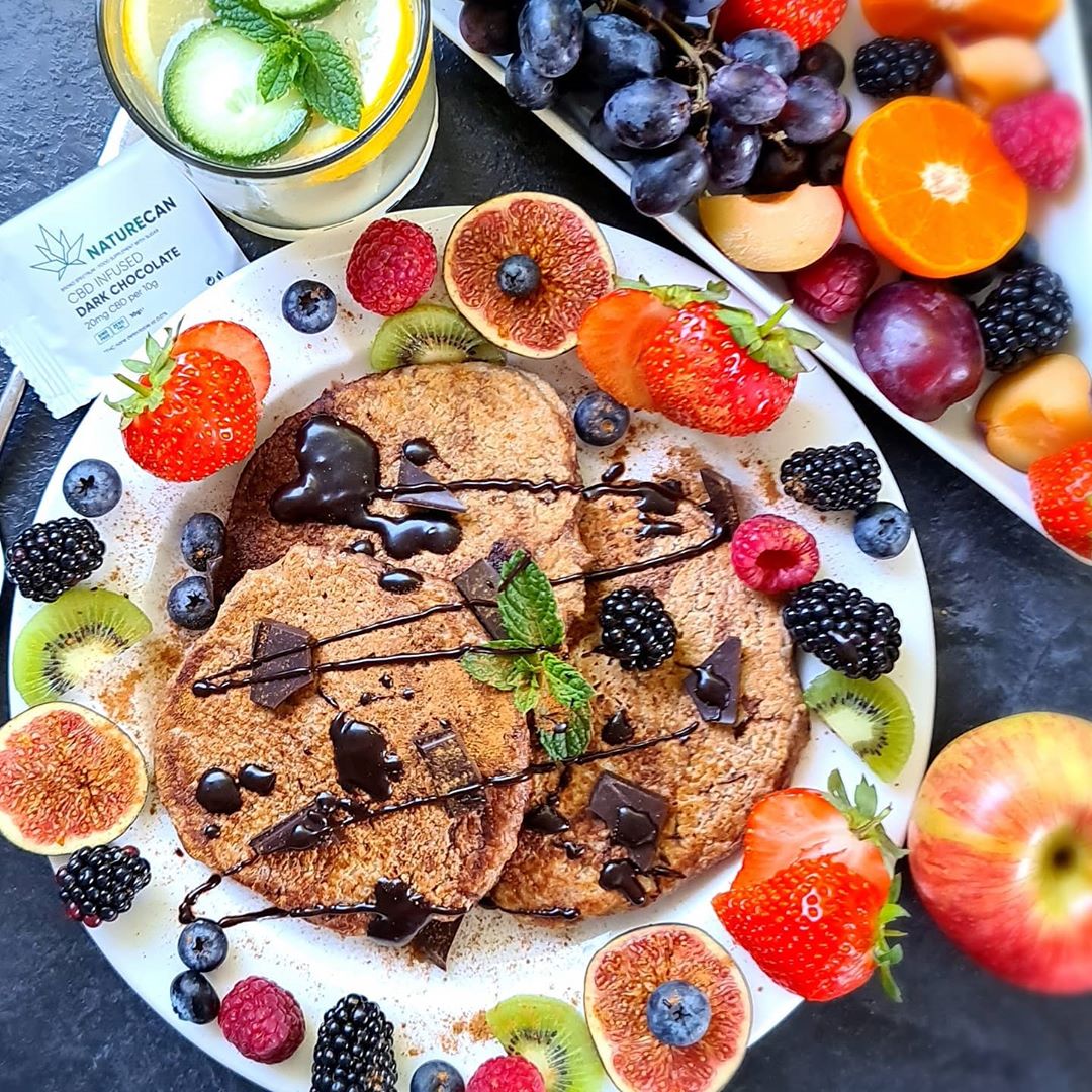 Healthy Chocolate Oat Pancakes with CBD Infused Dark Chocolate