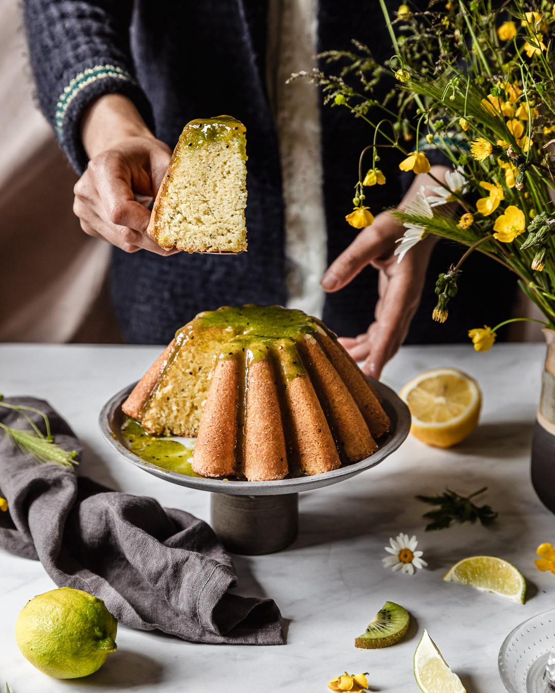Vegan Gluten-Free Kiwi Lemon Cake