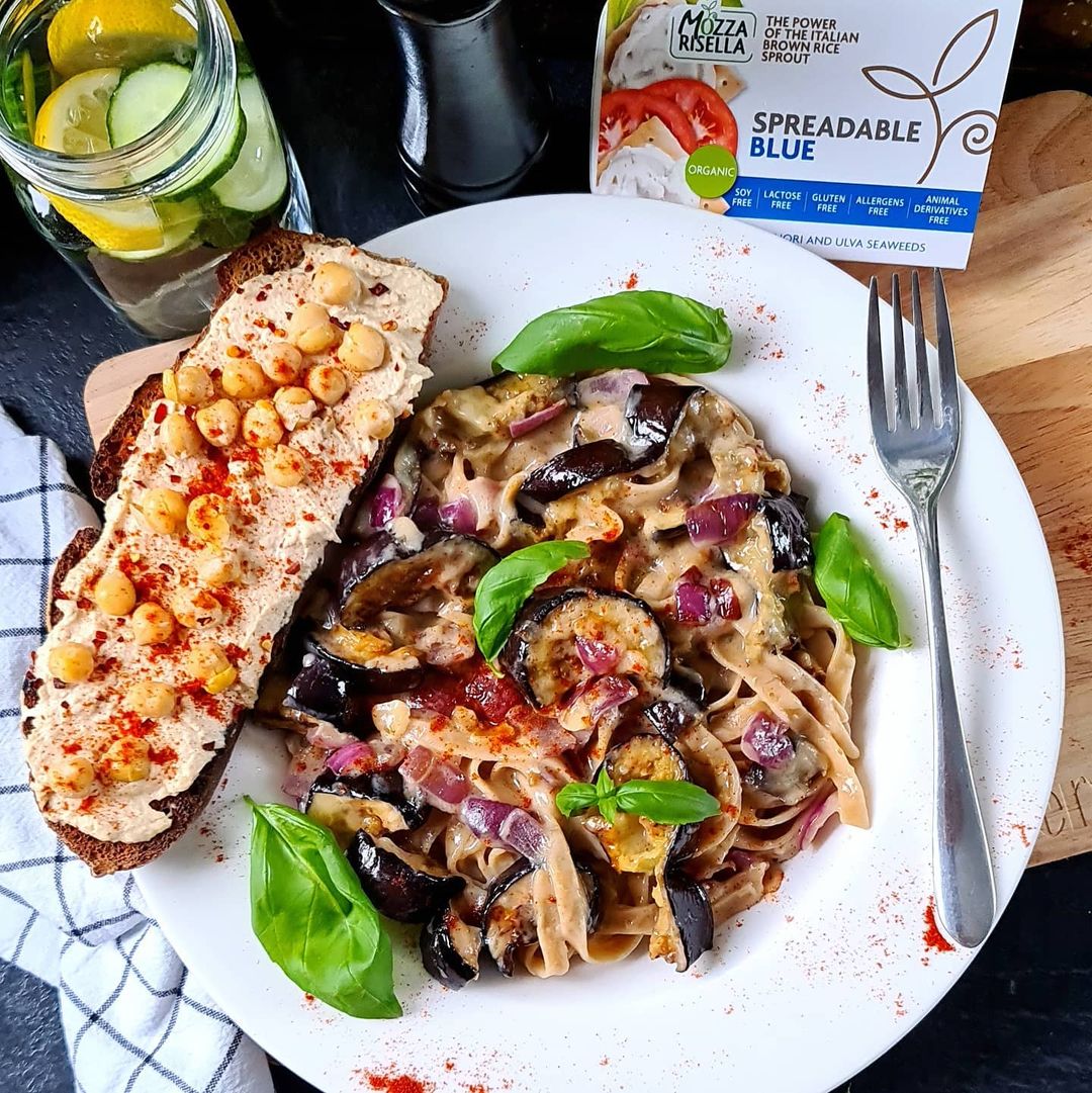 Roasted Aubergine Tagliatelle with Blue Cheese Sauce
