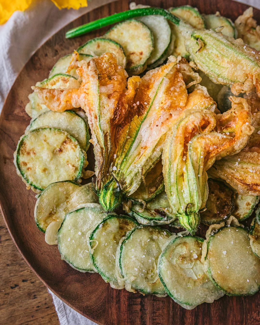 Zucchini and Zucchini Flower Tempura