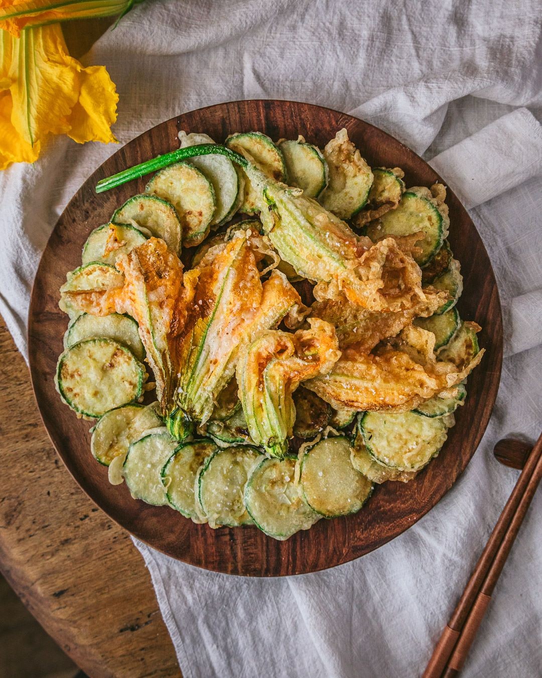 Zucchini and Zucchini Flower Tempura