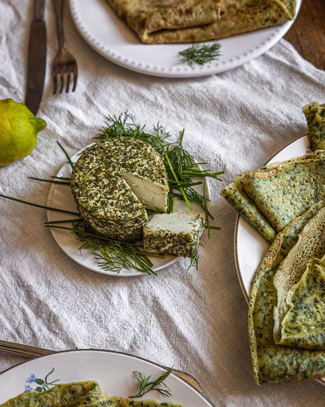 Protein Crepes with Carrot Top Greens