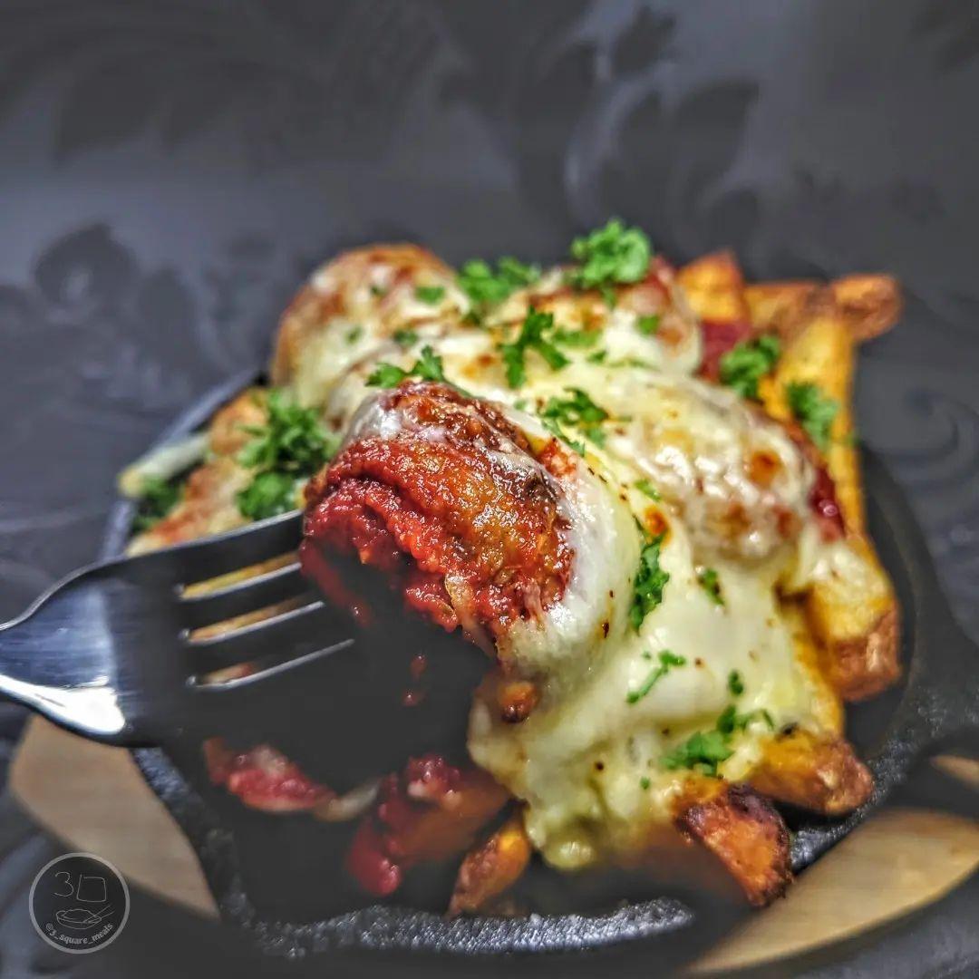 Loaded Fries with Meatballs and Cheese