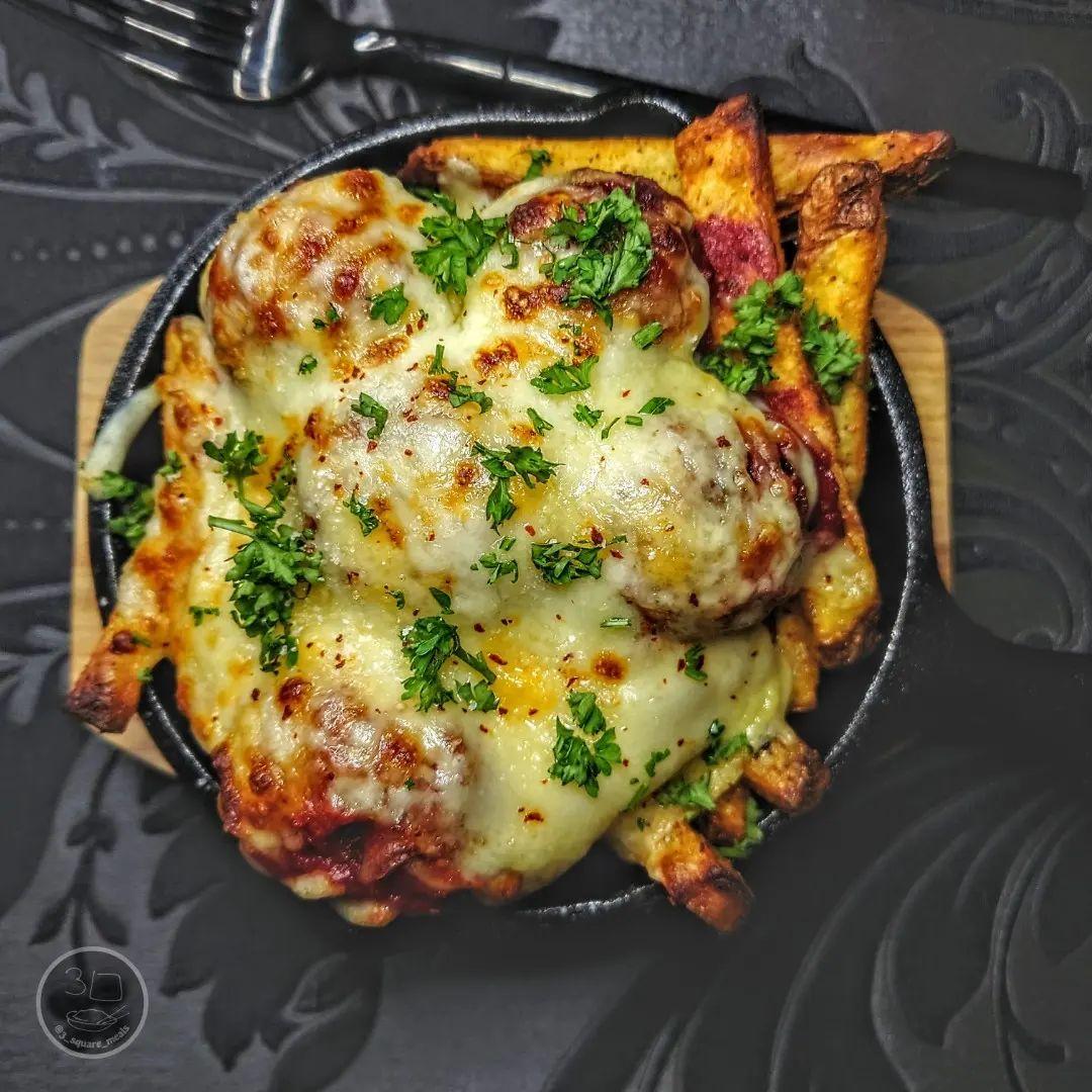 Loaded Fries with Meatballs and Cheese