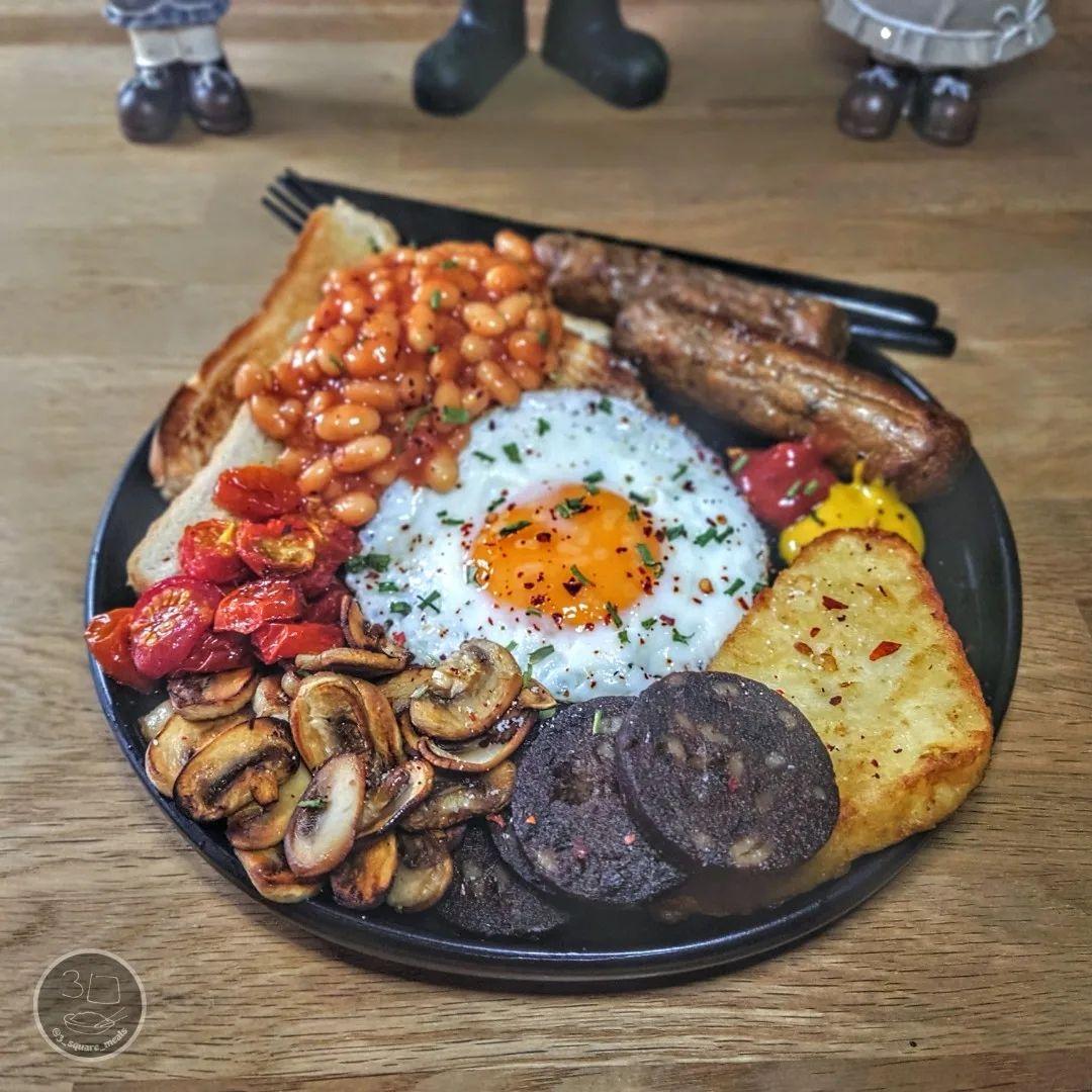 Vegetarian Breakfast with Eggs and Sausages